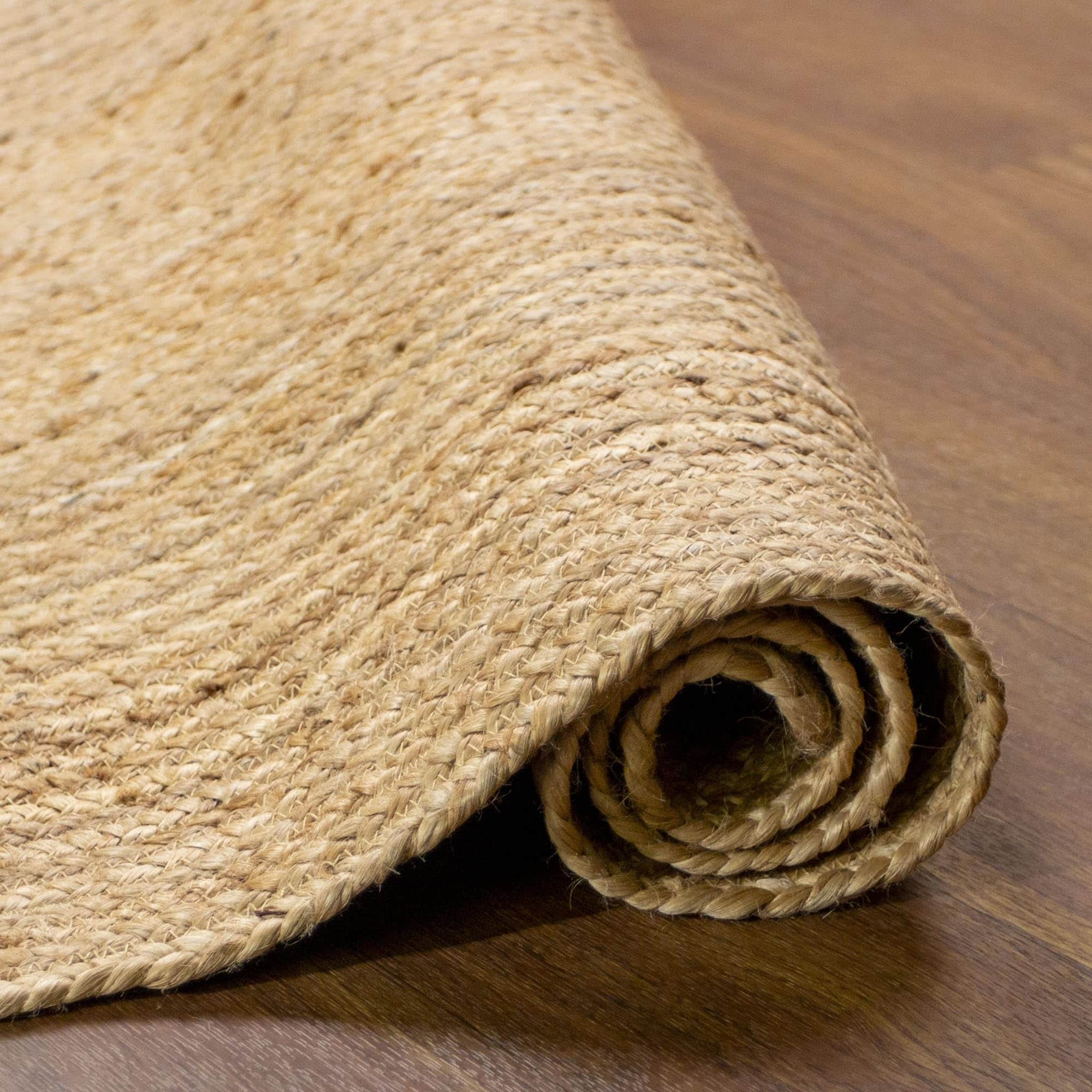Natural Jute Rug - Plant Based - Reversible Braided Eco-Friendly Rug