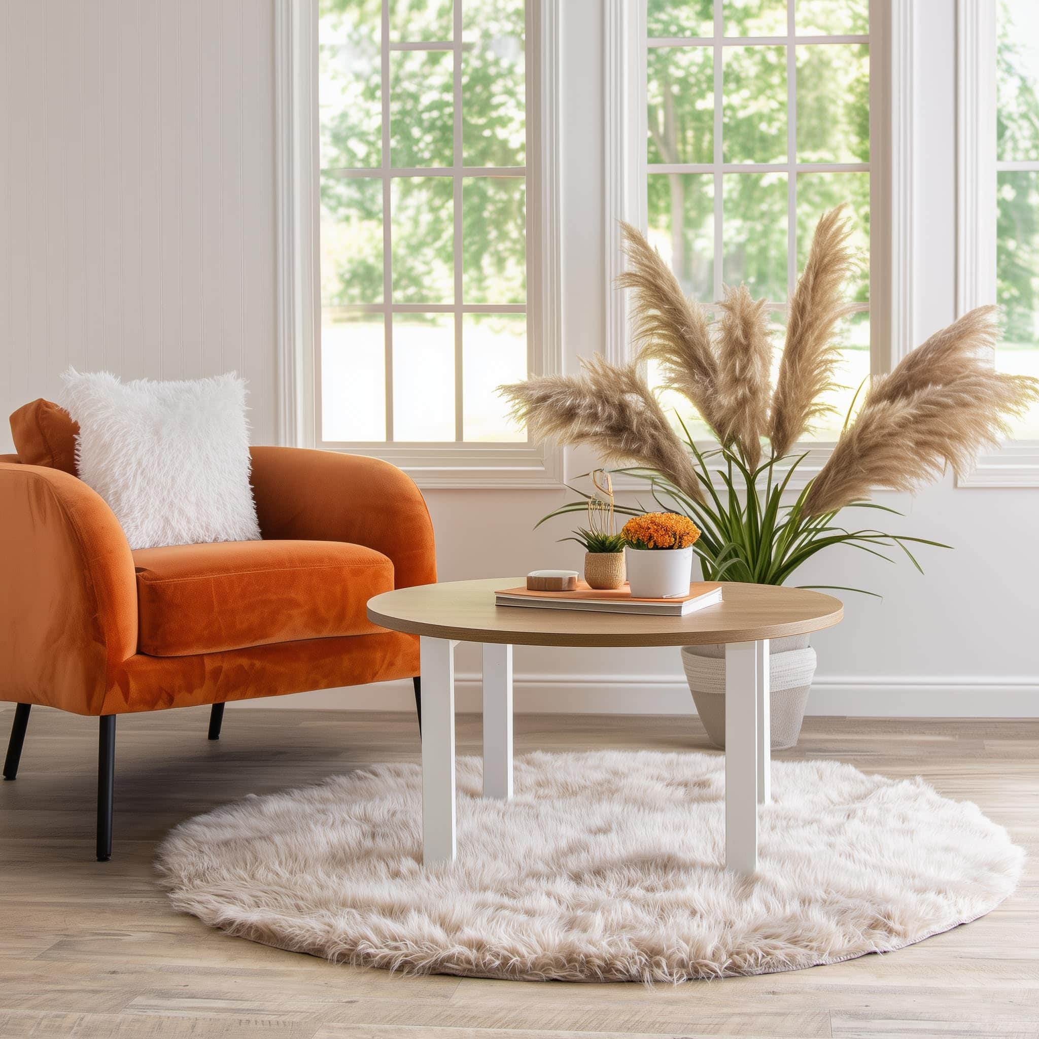 Light Brown Serene Faux Fur Solid Fake Sheepskin Rug