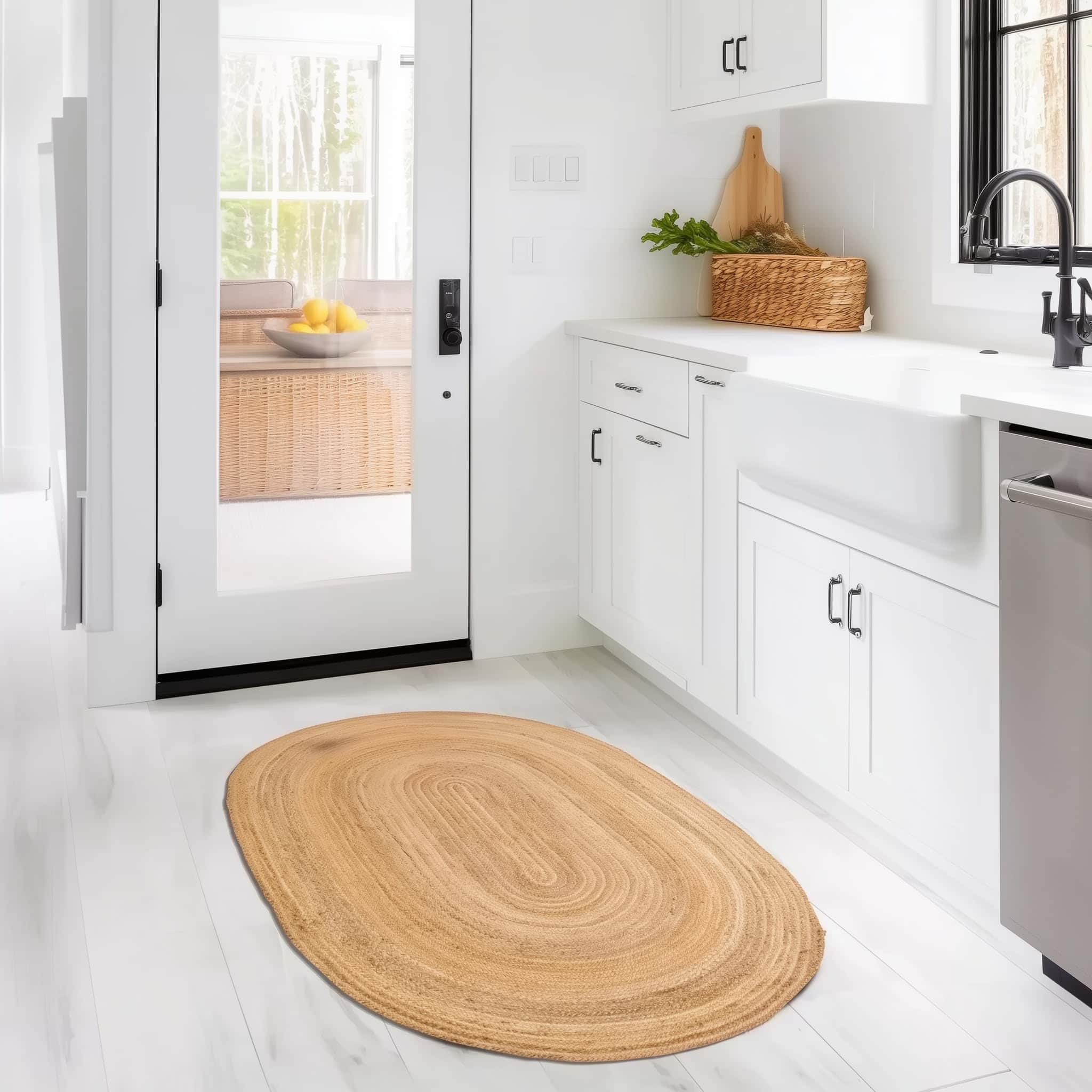 Natural Jute Rug - Plant Based - Reversible Braided Eco-Friendly Rug