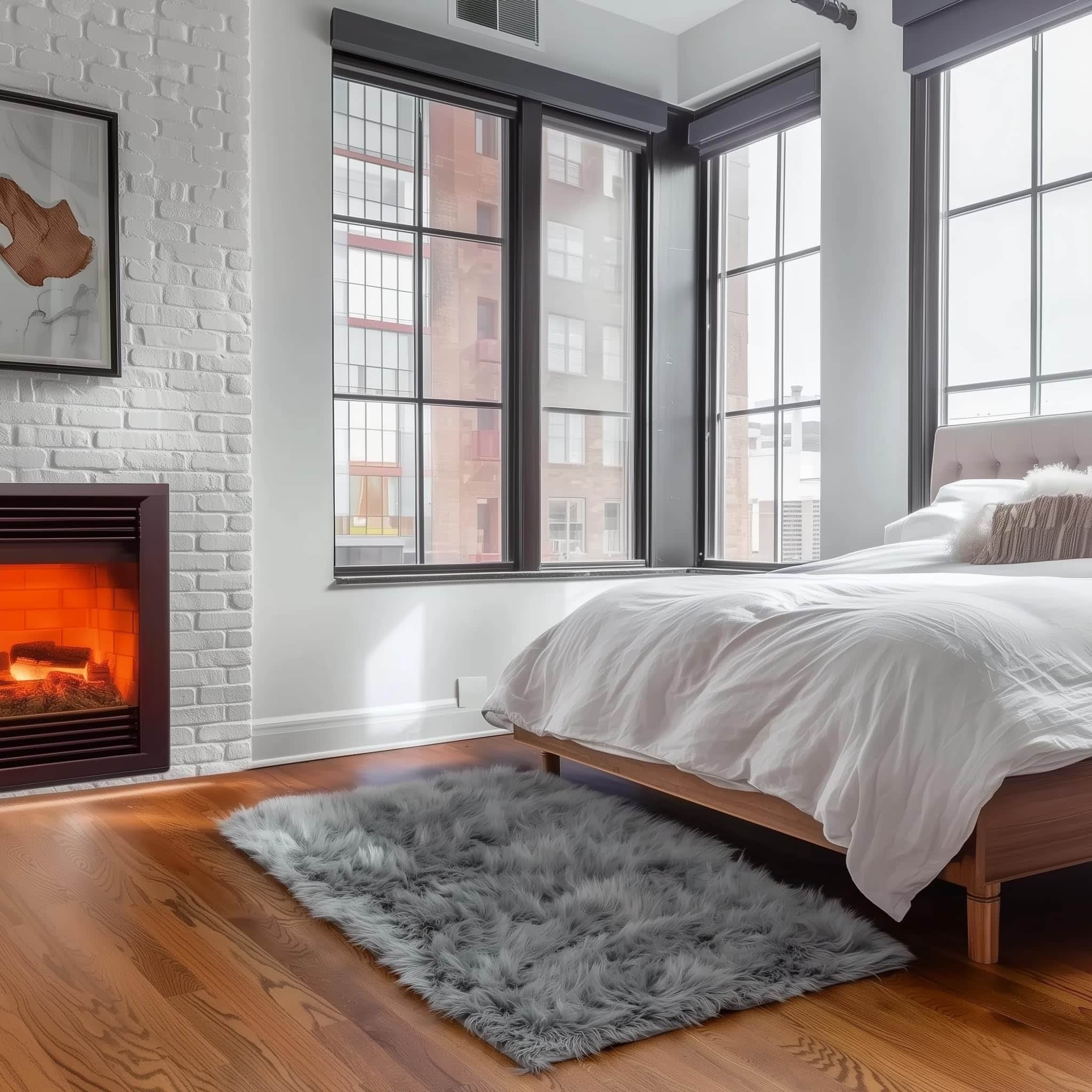 Gray Serene Faux Fur Solid Fake Sheepskin Rug