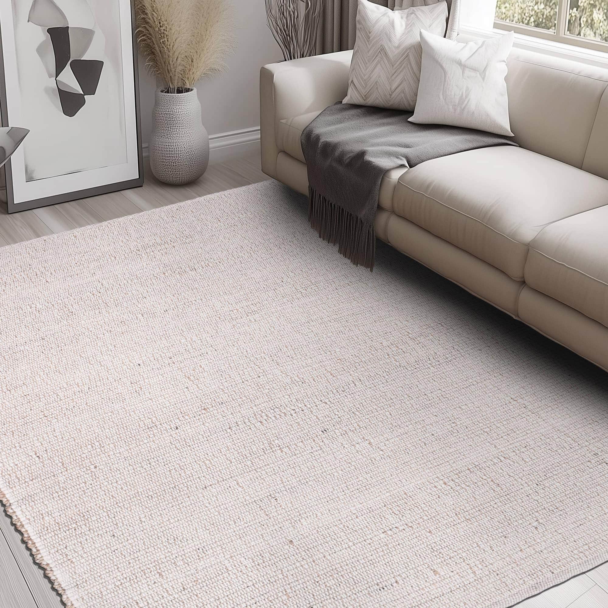 Natural Jute & Cotton Woven Rug - Simple Farmhouse Reversible Rug