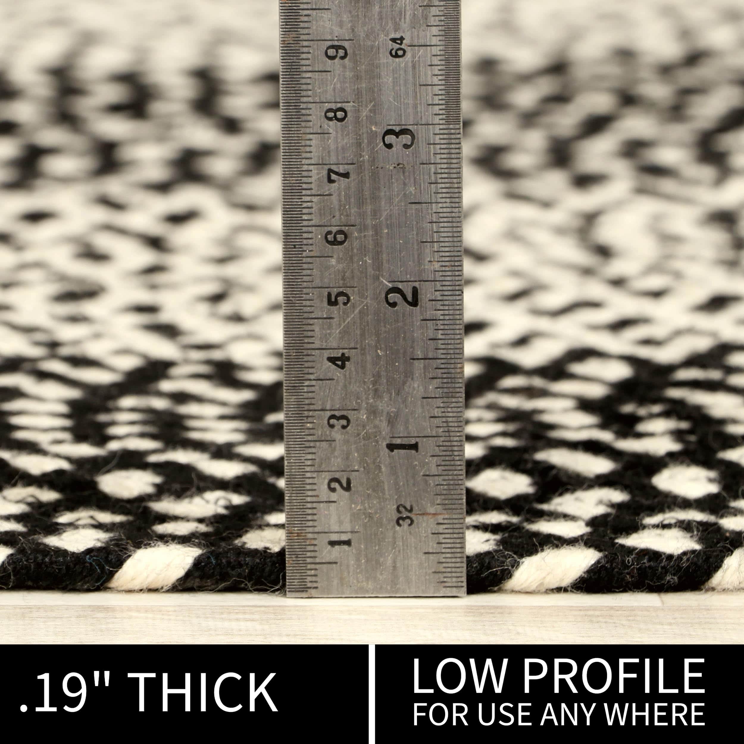 Black, White Indoor Outdoor Braided Rug for Patios, Porches and Kitchens - Bradford Collection