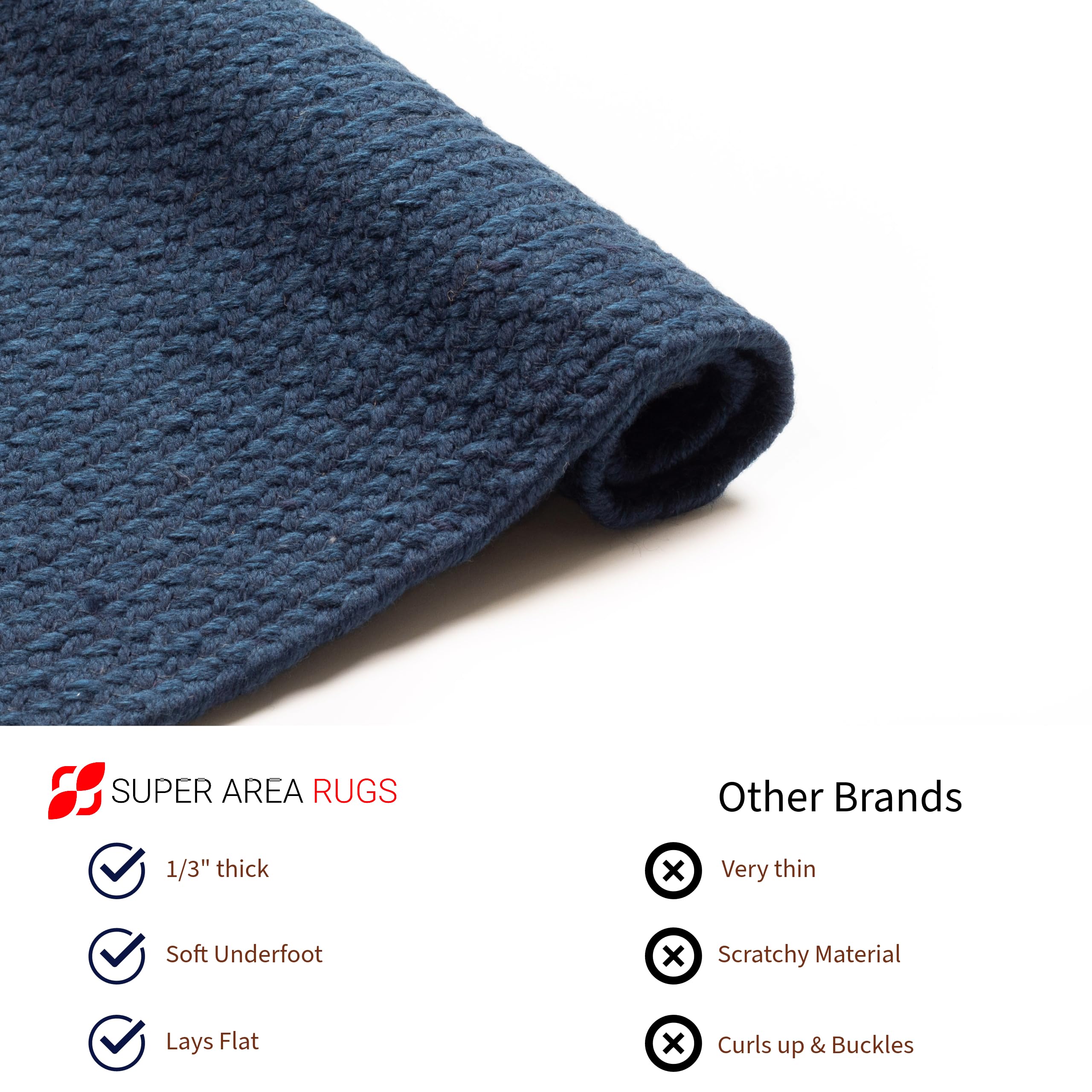 Navy Reversible Indoor Outdoor Solid Braided Rug