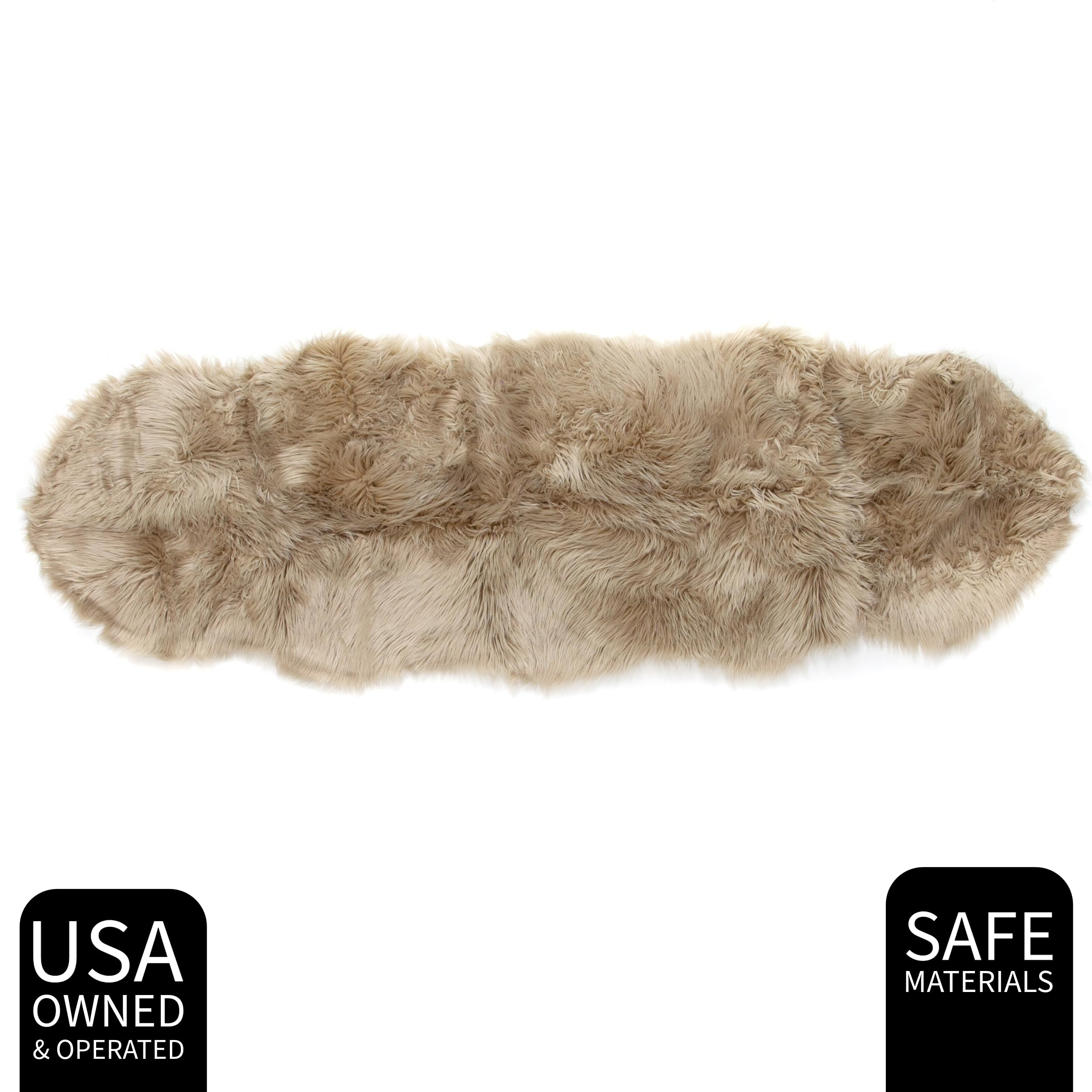 Light Brown Serene Faux Fur Solid Fake Sheepskin Rug