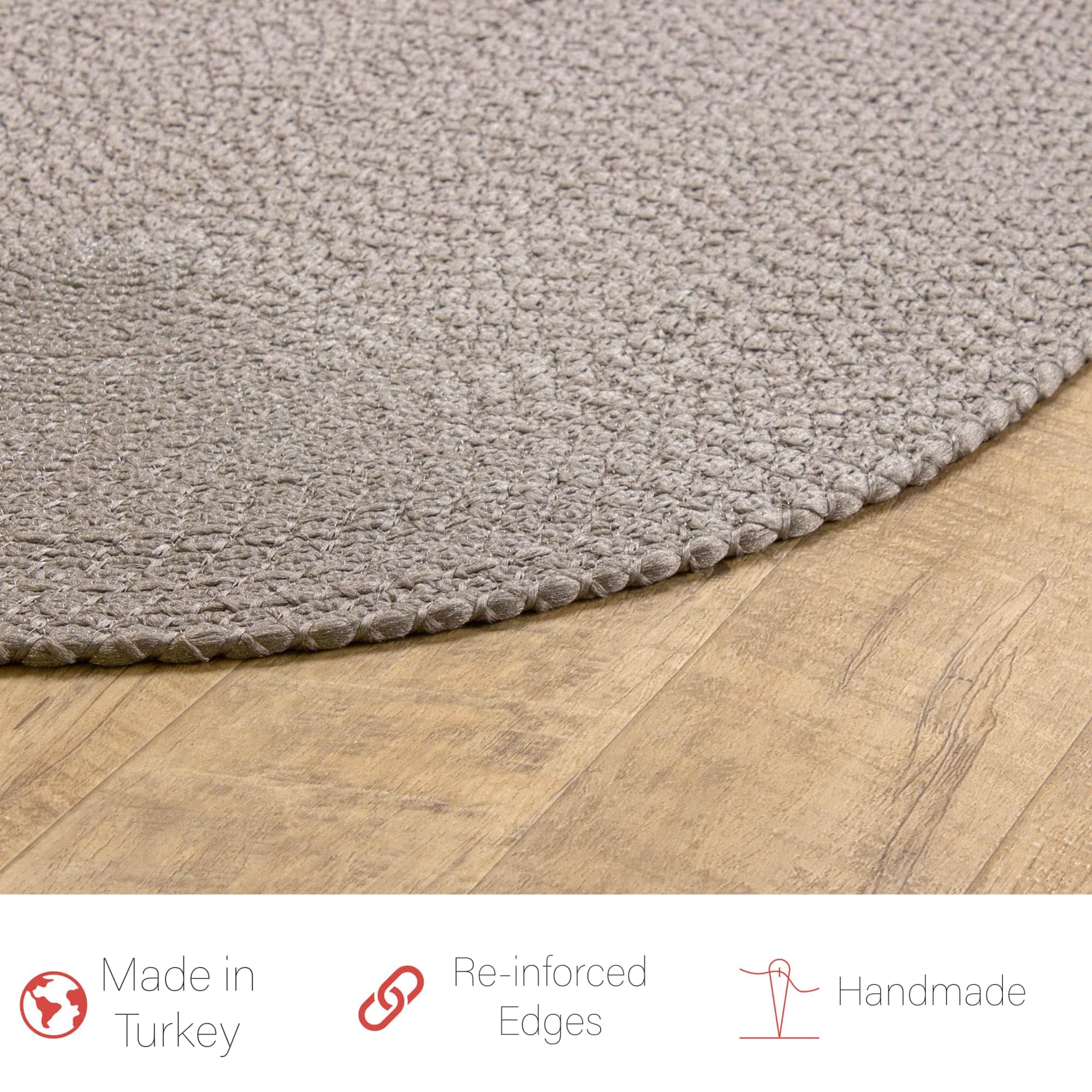 Gray Braided Rug - Reversible Solid Constrution - Indoor Outdoor