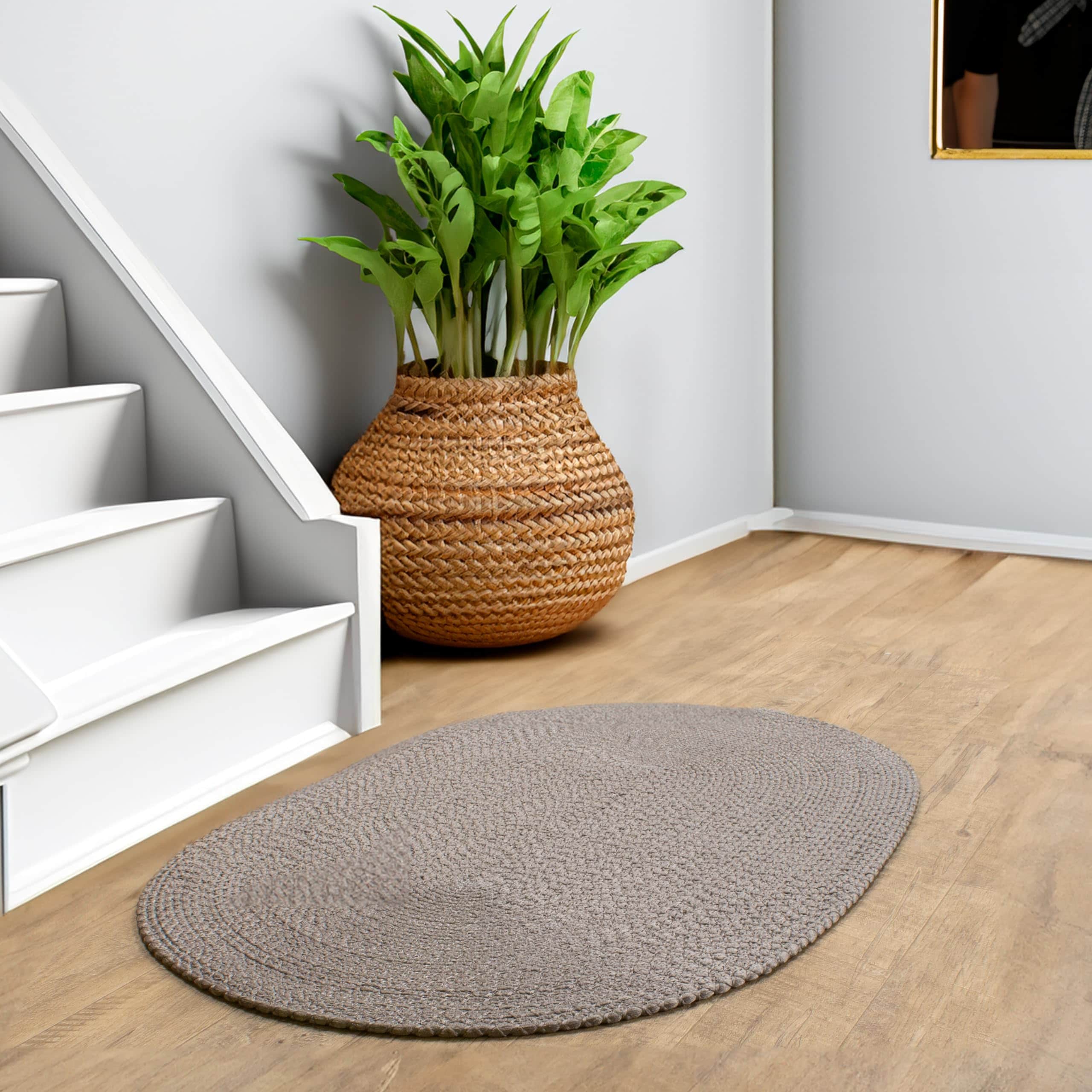 Gray Braided Rug - Reversible Solid Constrution - Indoor Outdoor