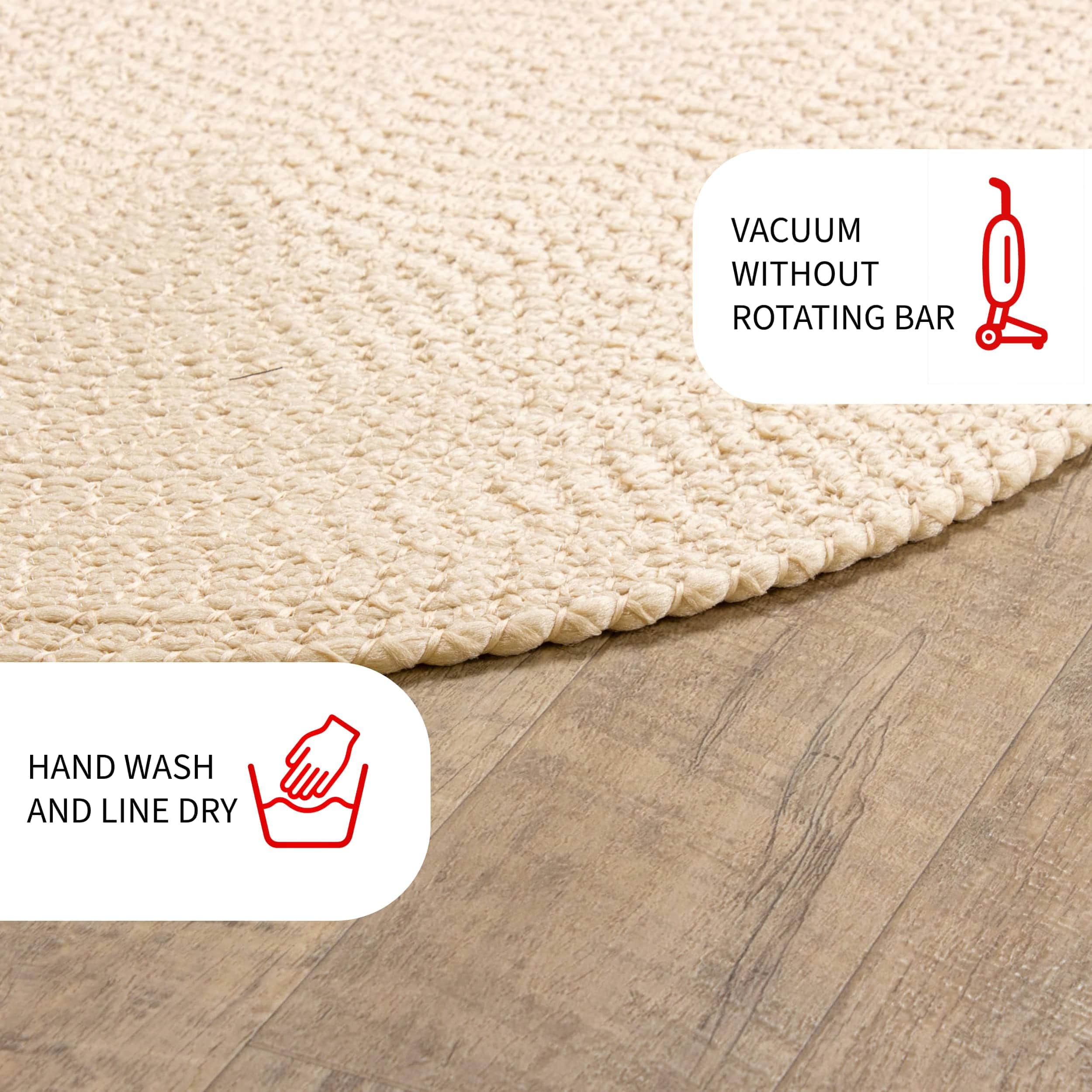 Beige Braided Rug - Reversible Solid Constrution - Indoor Outdoor