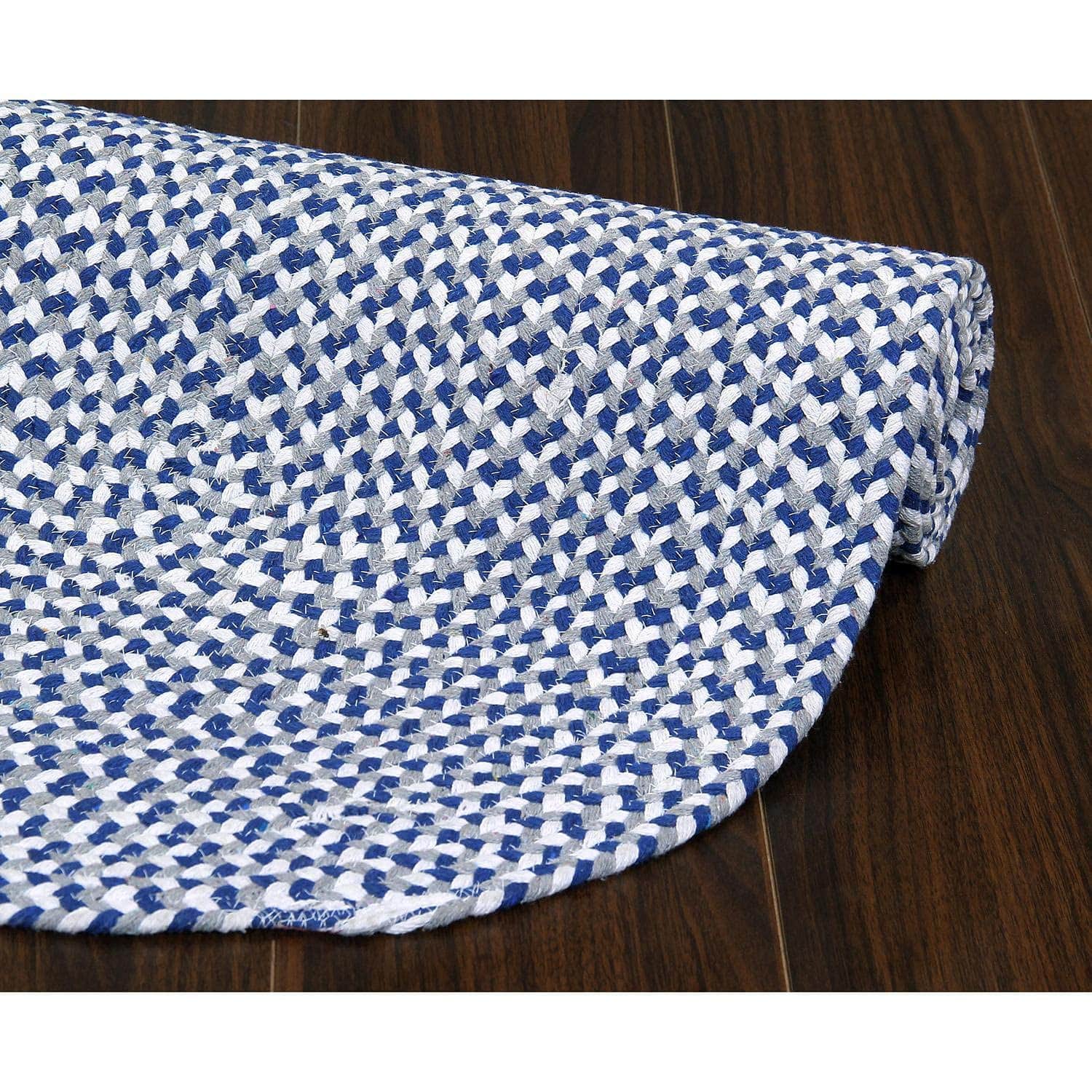 Blue, White, Gray Tri-Color Soft Cotton Braided Rug