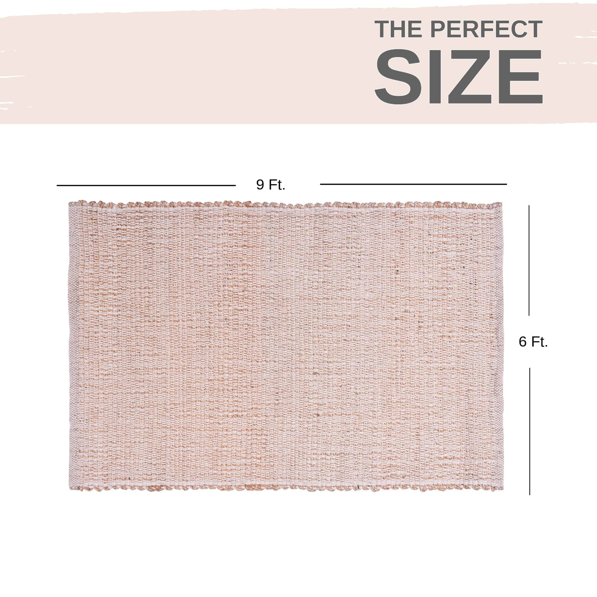 Natural Jute & Cotton Woven Rug - Simple Farmhouse Reversible Rug