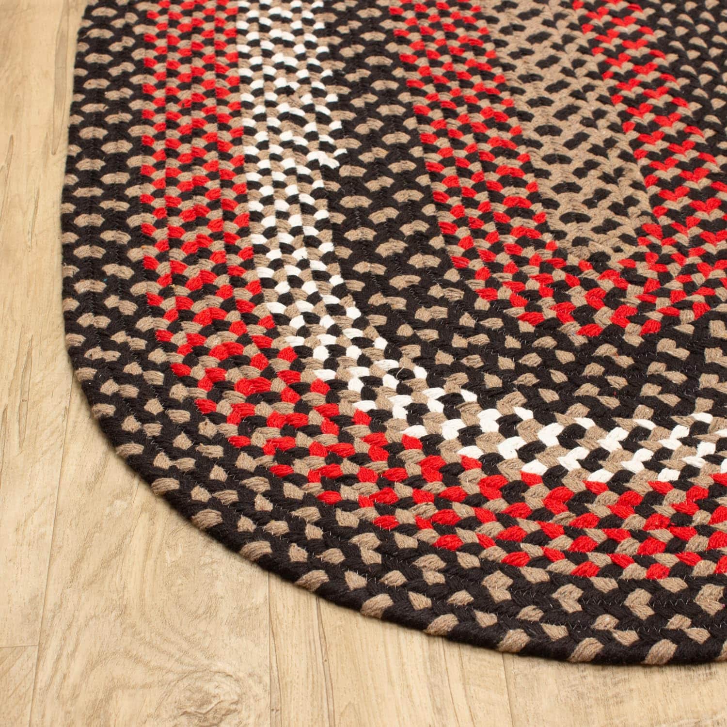Black Charming Braided Rug for Farmhouse Living Rooms and Bedroom