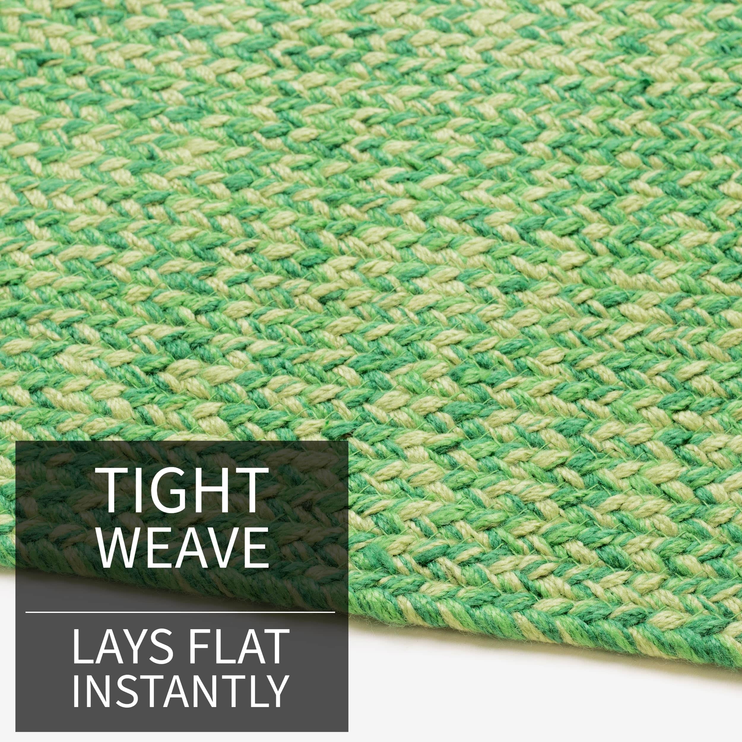 Green Multicolor Indoour Outdoor Braided Kitchen Rug