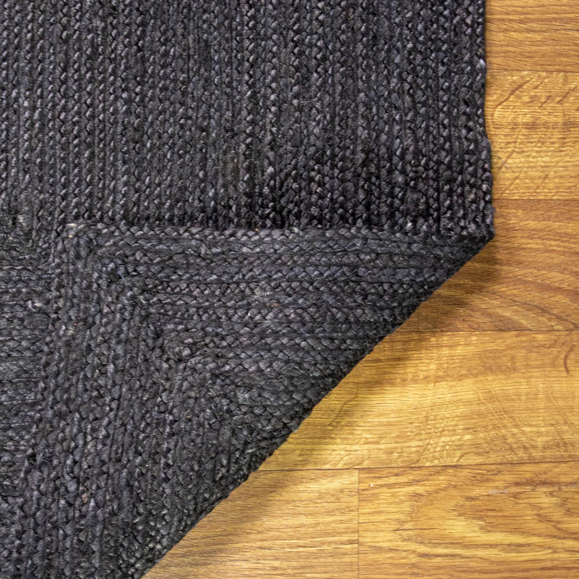 Black Jute Rug - Plant Based - Reversible Braided Eco-Friendly Rug