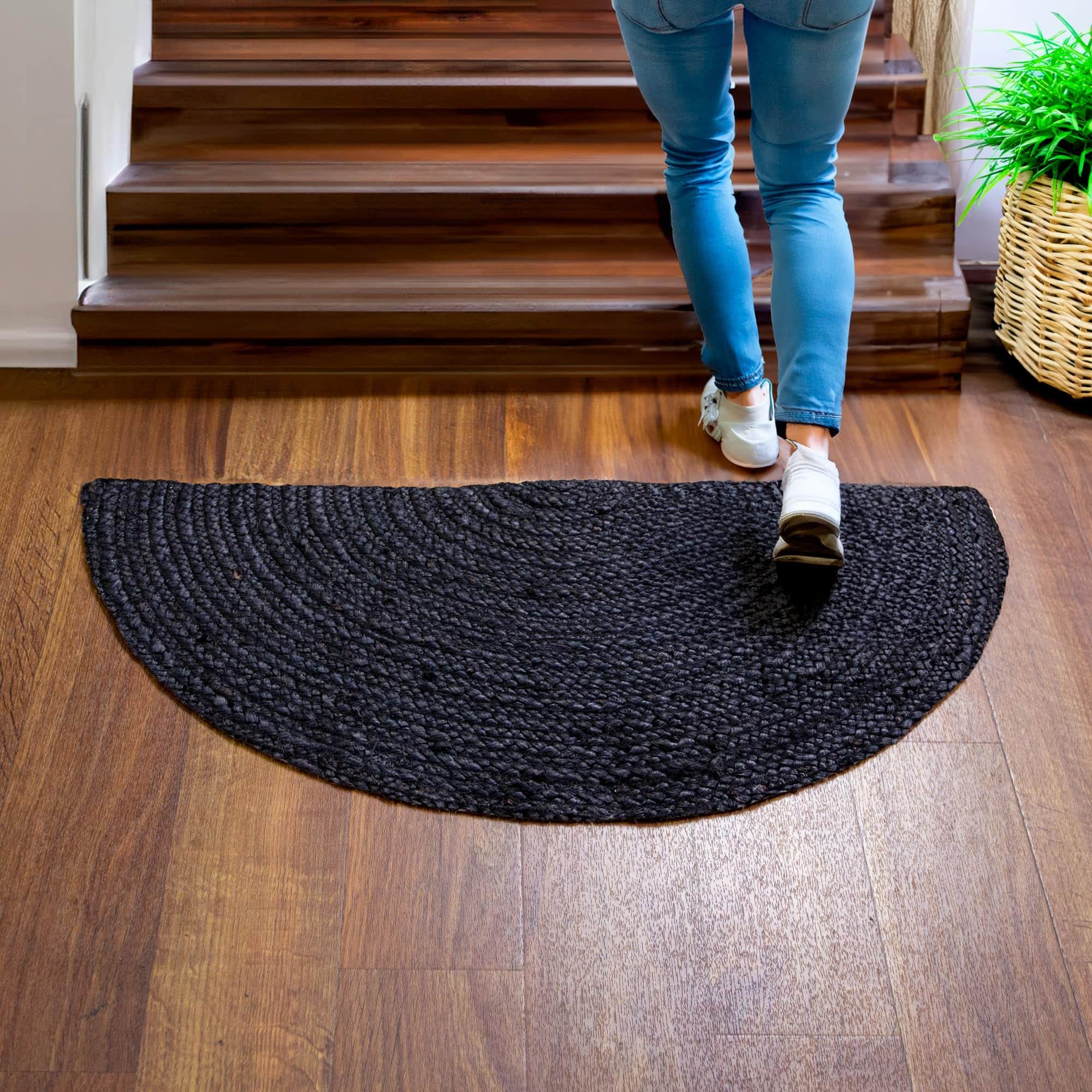 Black Jute Rug - Plant Based - Reversible Braided Eco-Friendly Rug