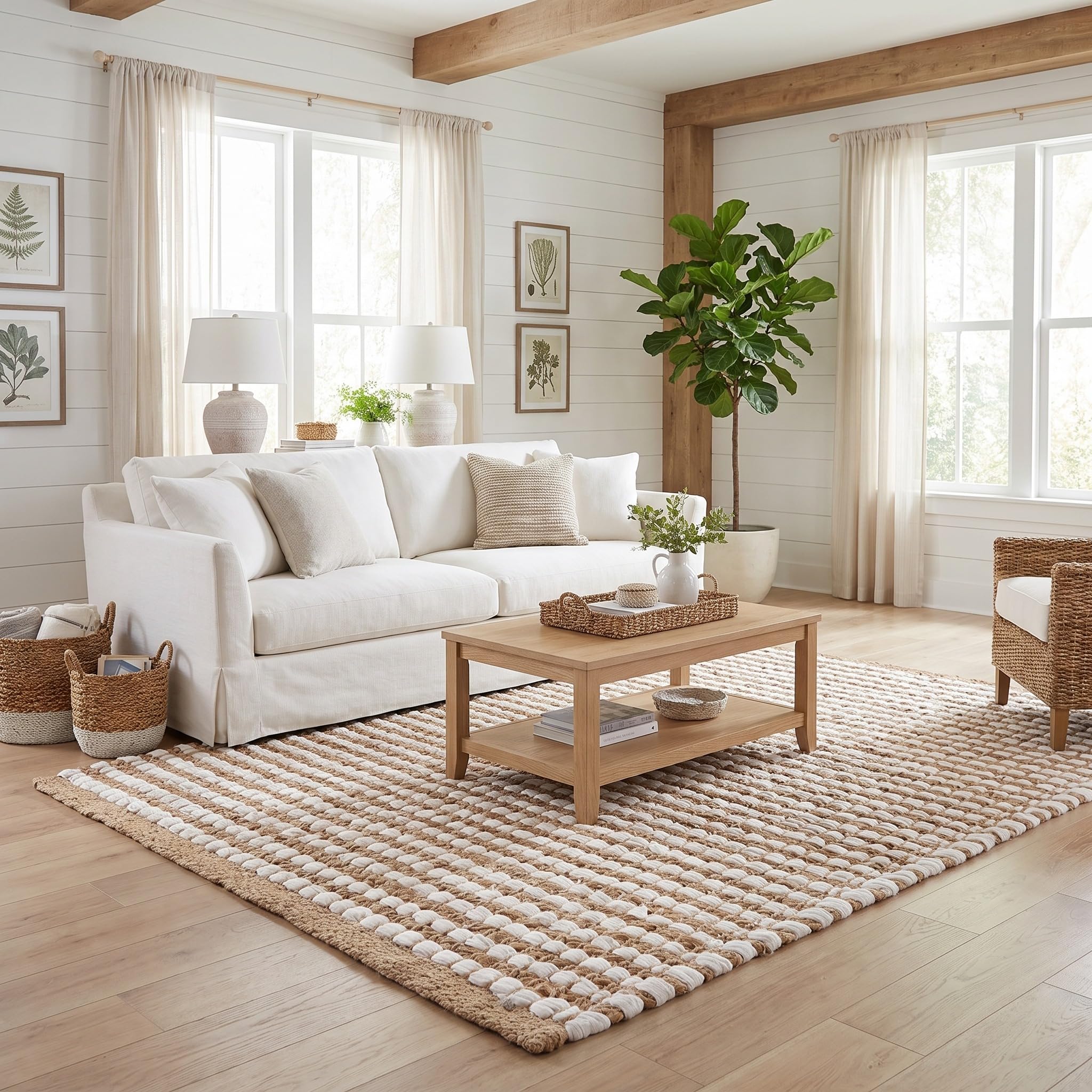 Natural Jute & Chindi Woven Rug - Terra JC02