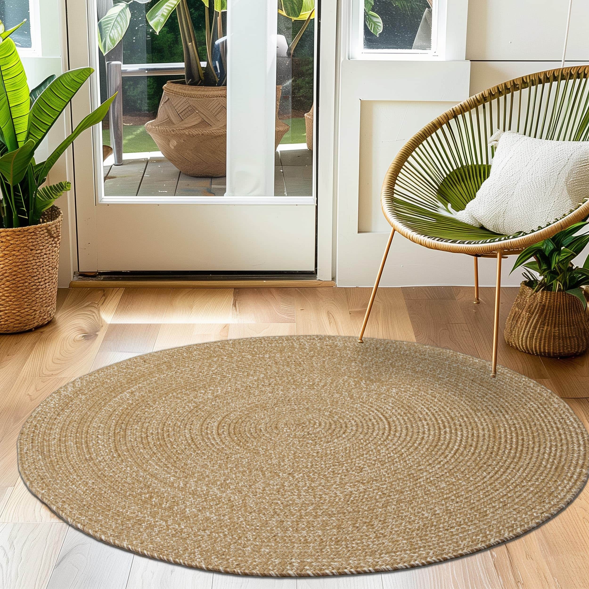 Brown Multicolor Indoour Outdoor Braided Kitchen Rug