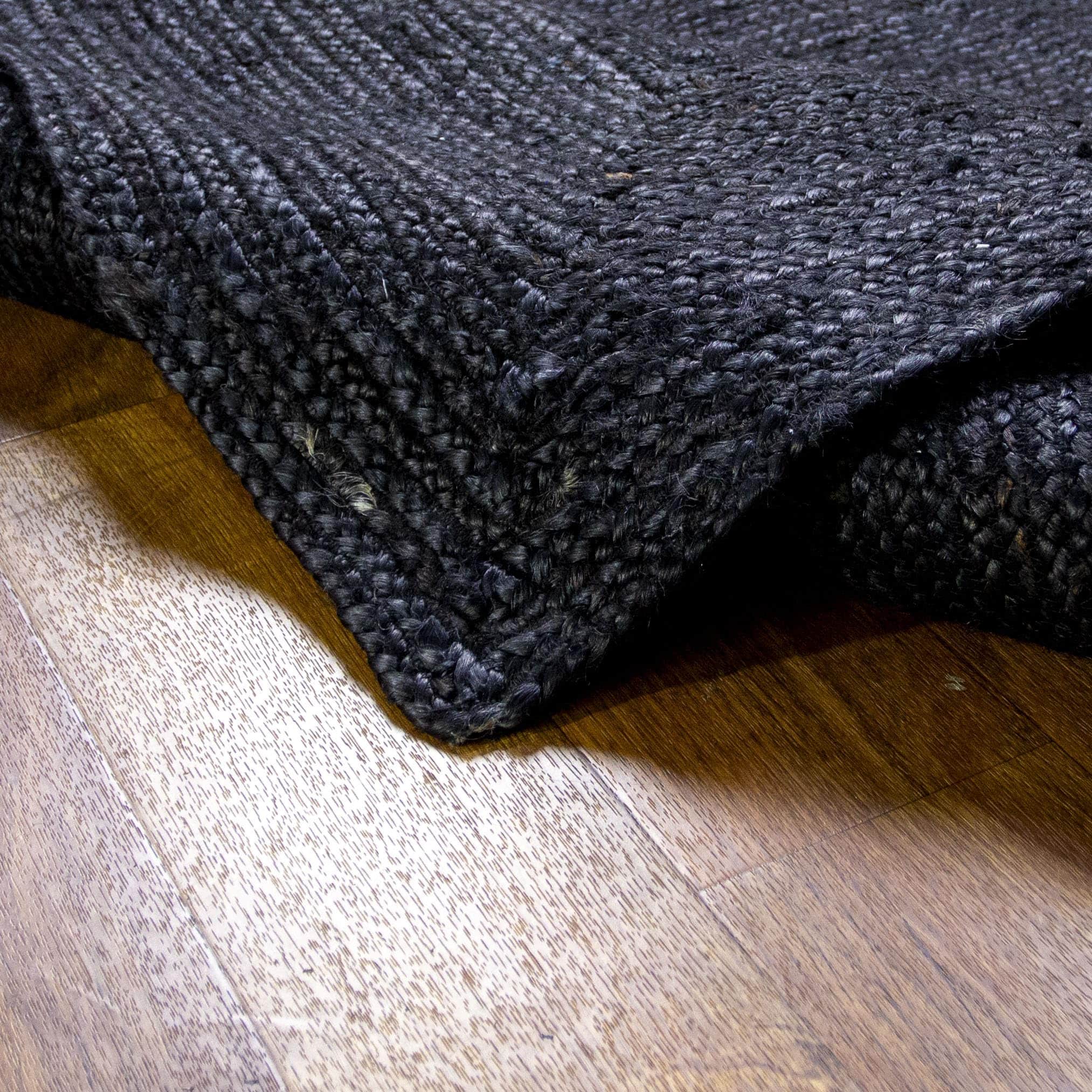 Black Jute Rug - Plant Based - Reversible Braided Eco-Friendly Rug