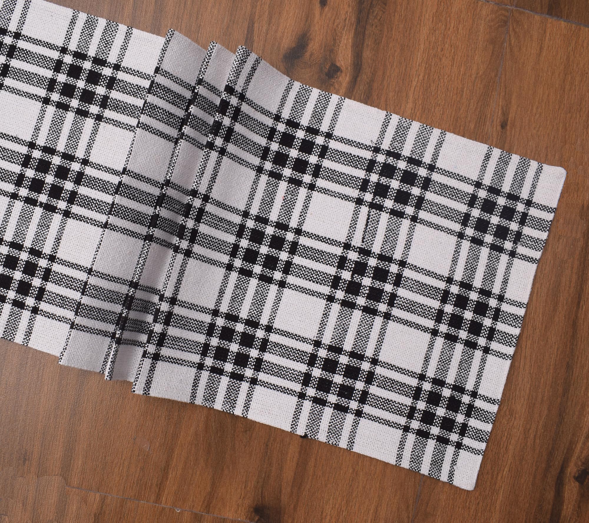 Ivory, Green Table Runner Cotton Farmhouse Inspired