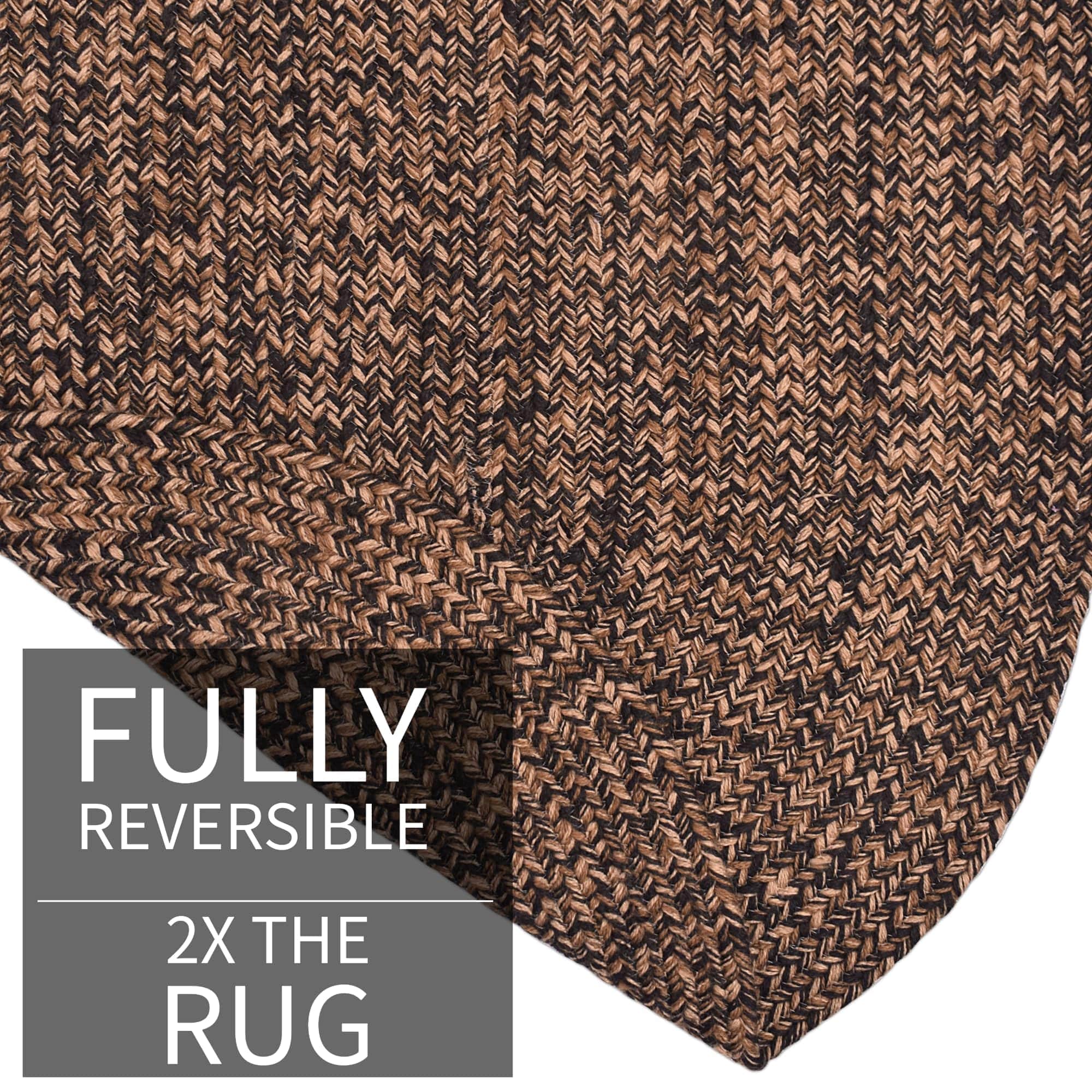 Black, Gold Indoour Outdoor Braided Kitchen Rug