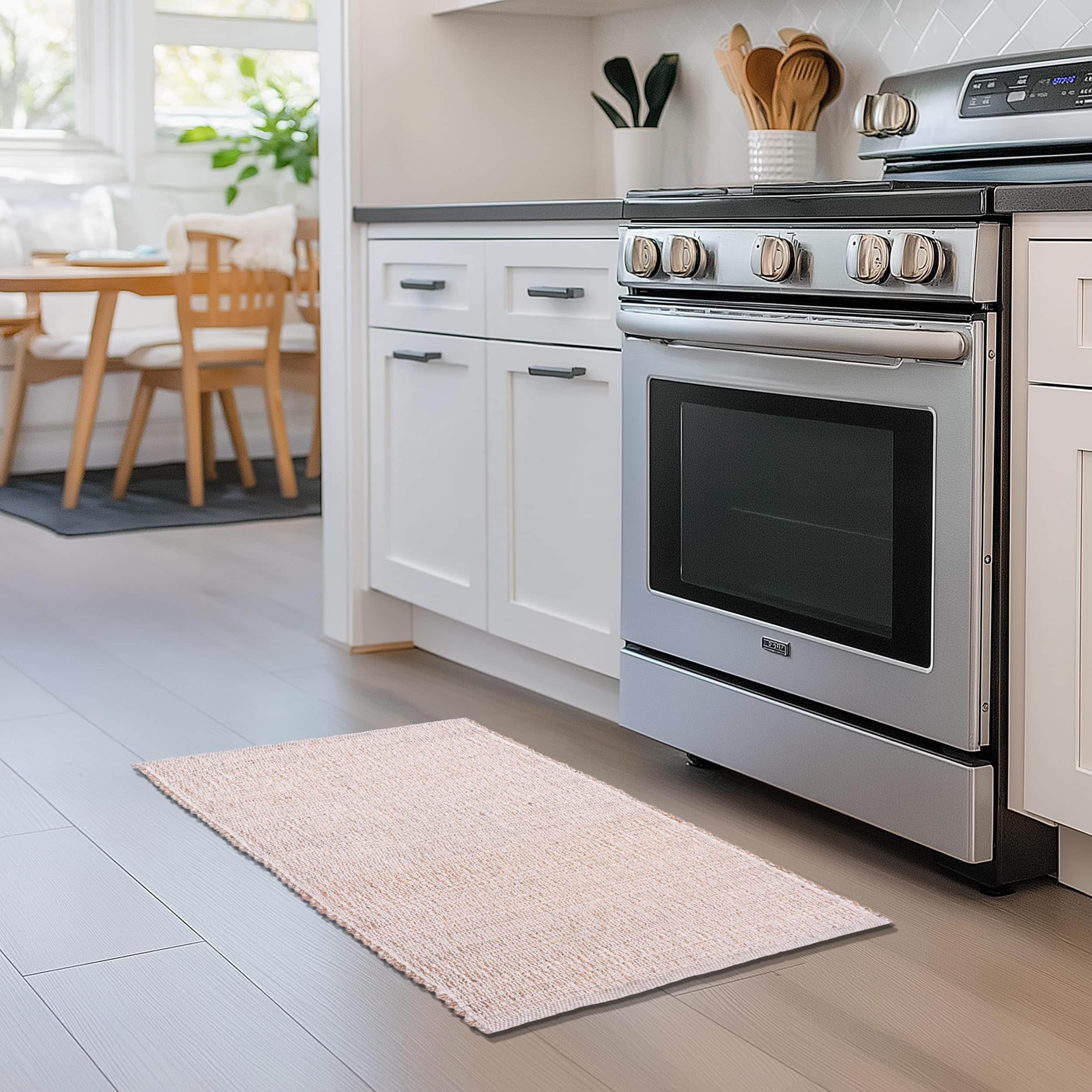 Natural Jute & Cotton Woven Rug - Simple Farmhouse Reversible Rug