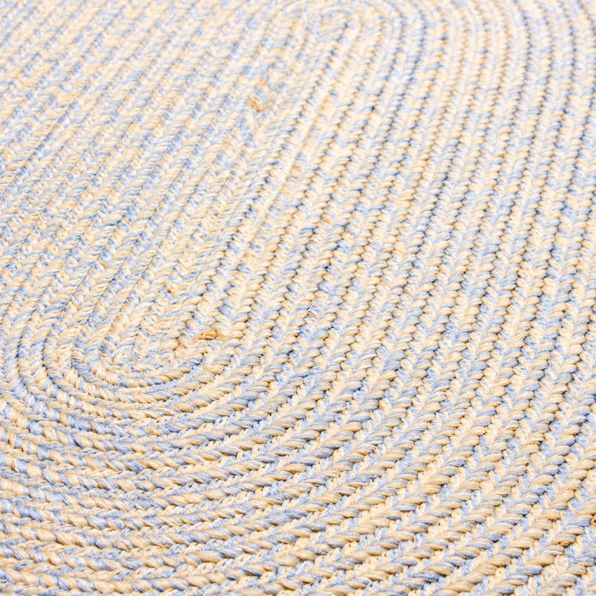 Blue, Beige Braided Rug - Reversible Solid Constrution - Indoor Outdoor & Kitchen Ready