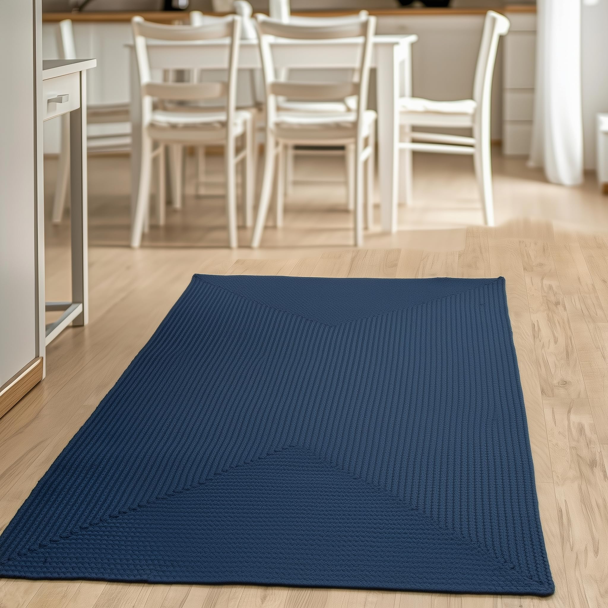Navy Reversible Indoor Outdoor Solid Braided Rug