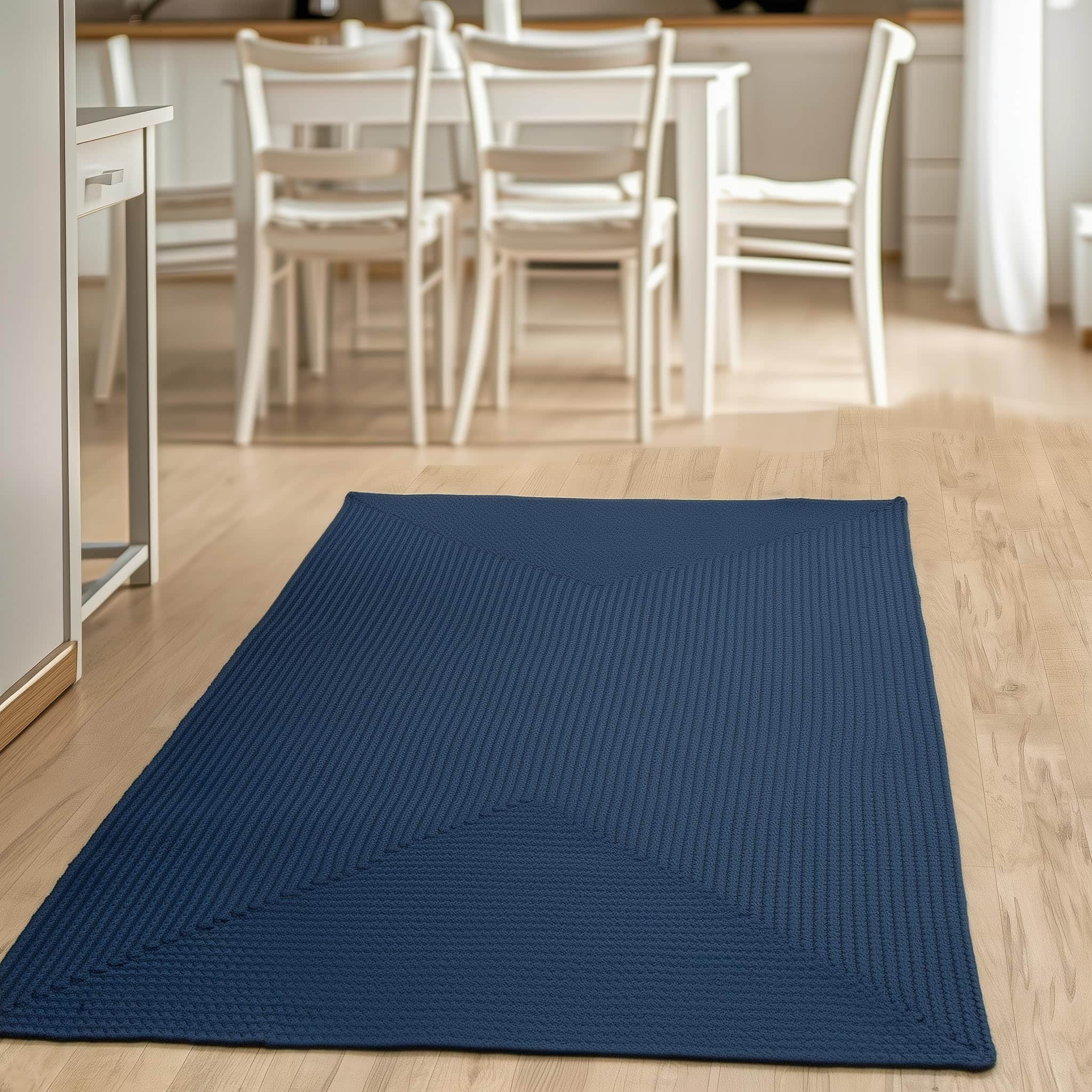 Navy Reversible Indoor Outdoor Solid Braided Rug
