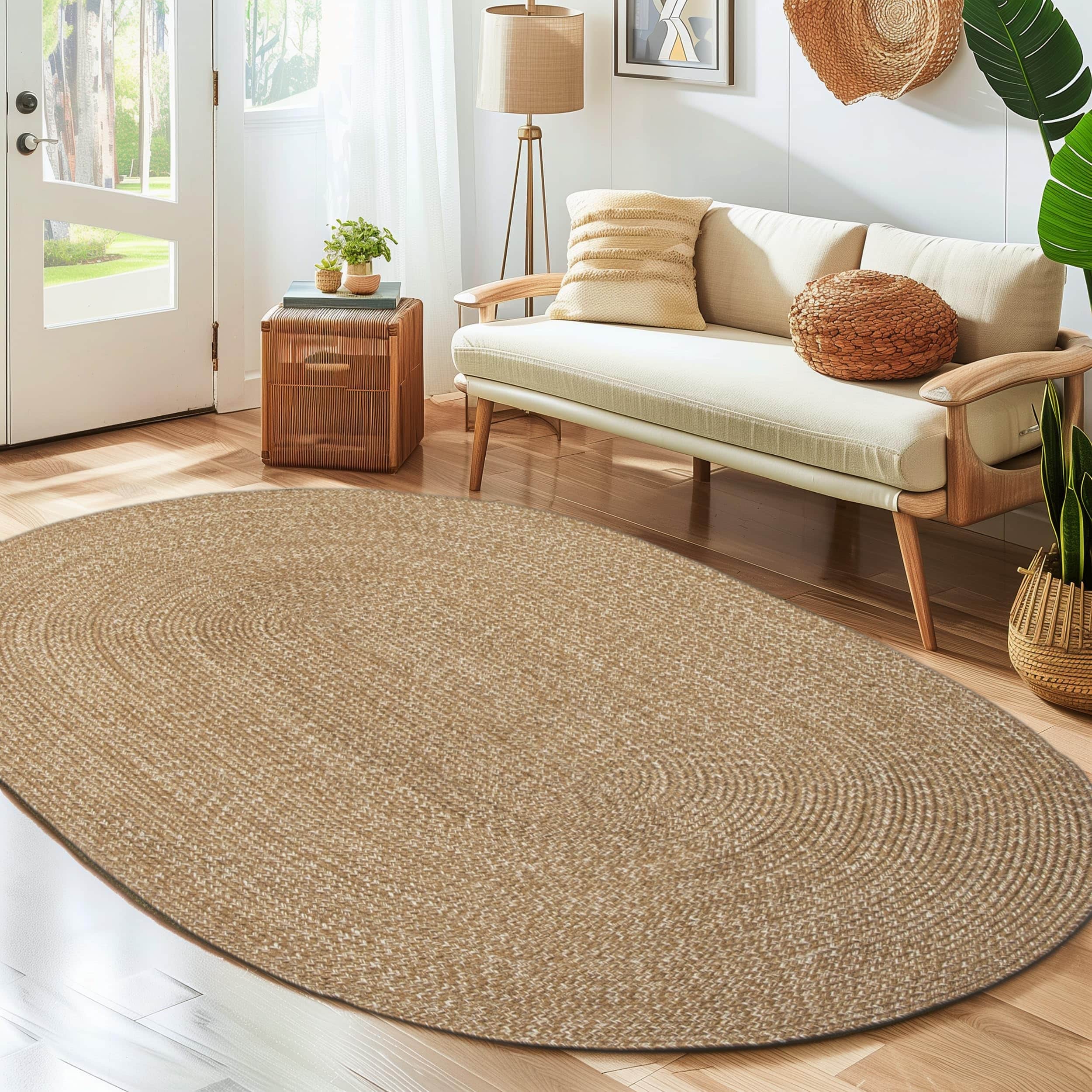 Brown Multicolor Indoour Outdoor Braided Kitchen Rug