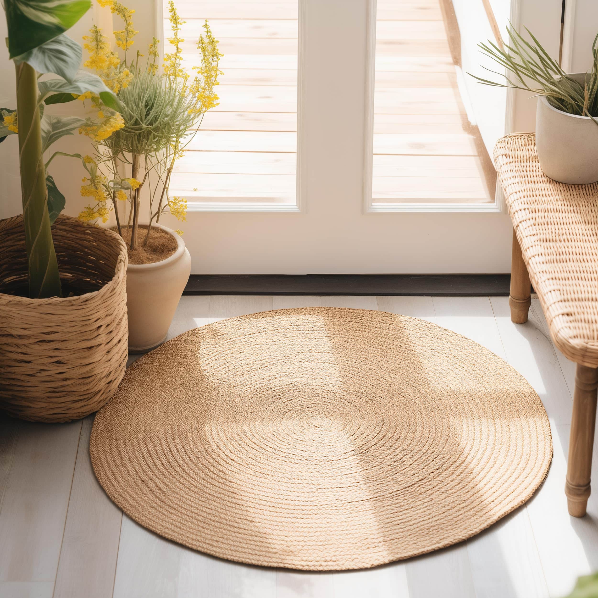 Natural Jute Rug - Plant Based - Reversible Braided Eco-Friendly Rug