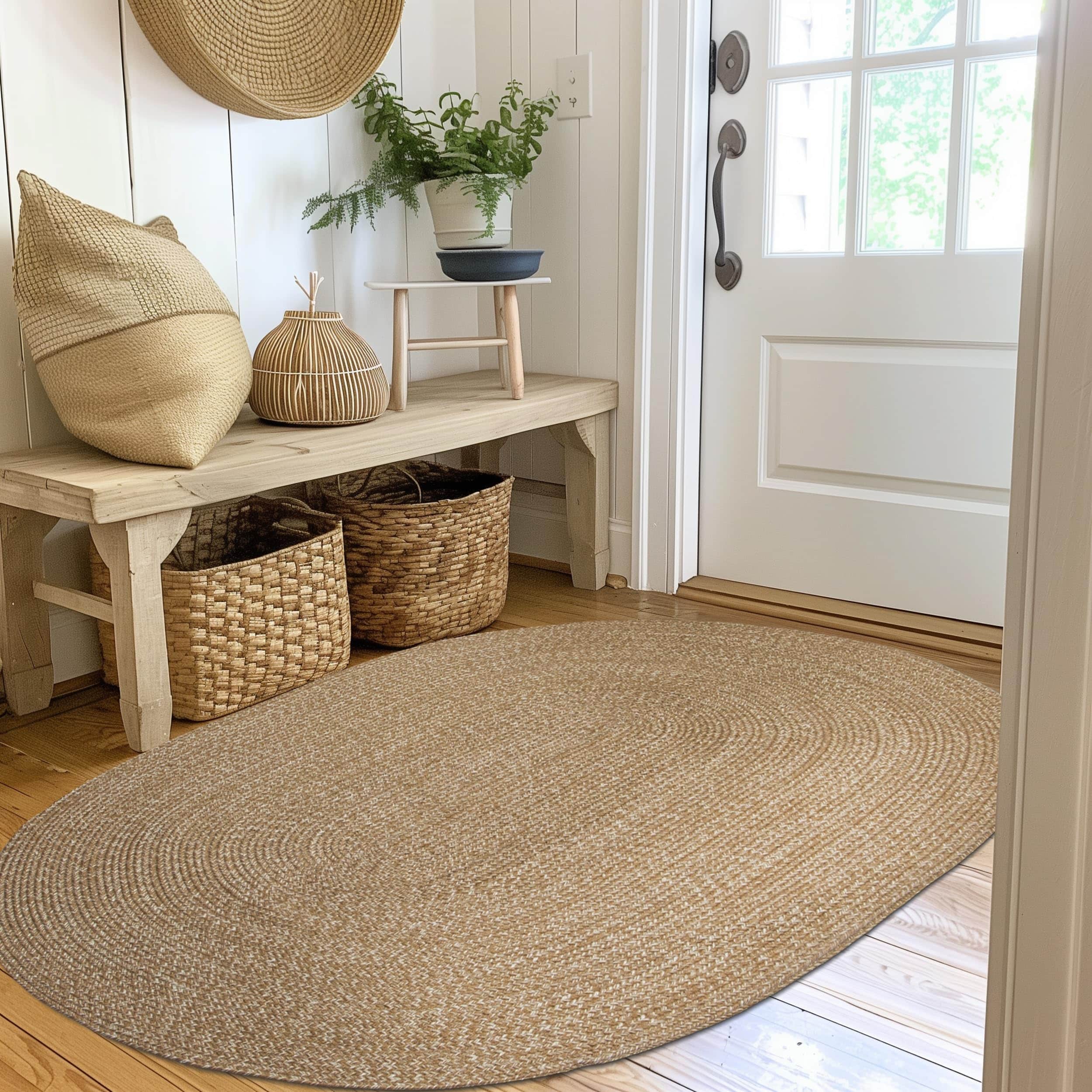 Brown Multicolor Indoour Outdoor Braided Kitchen Rug