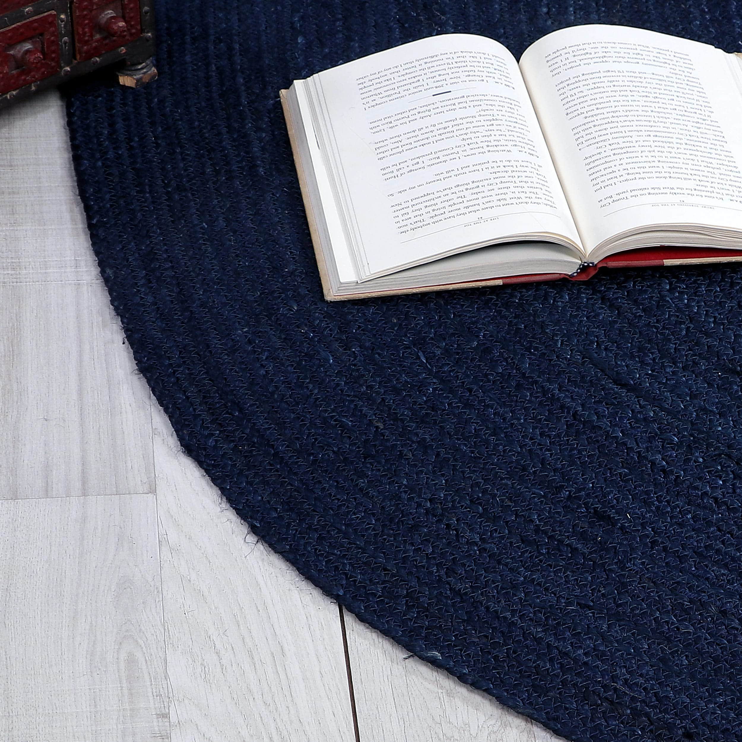 Navy Jute Rug - Plant Based - Reversible Braided Eco-Friendly Rug