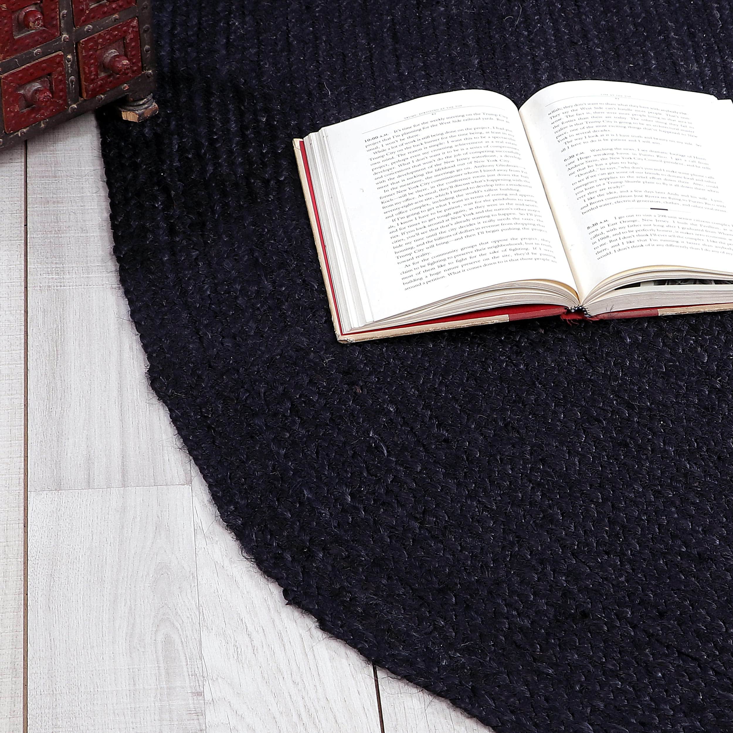 Black Jute Rug - Plant Based - Reversible Braided Eco-Friendly Rug