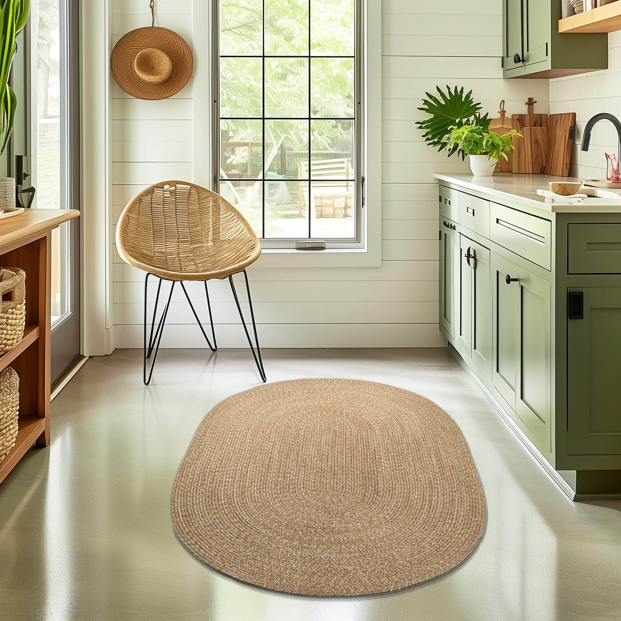 Brown Multicolor Indoour Outdoor Braided Kitchen Rug