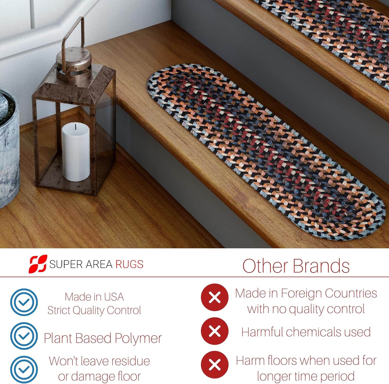 Super Area Rugs Stair Tread Installation Kit for Runners, Rugs & Stair Treads