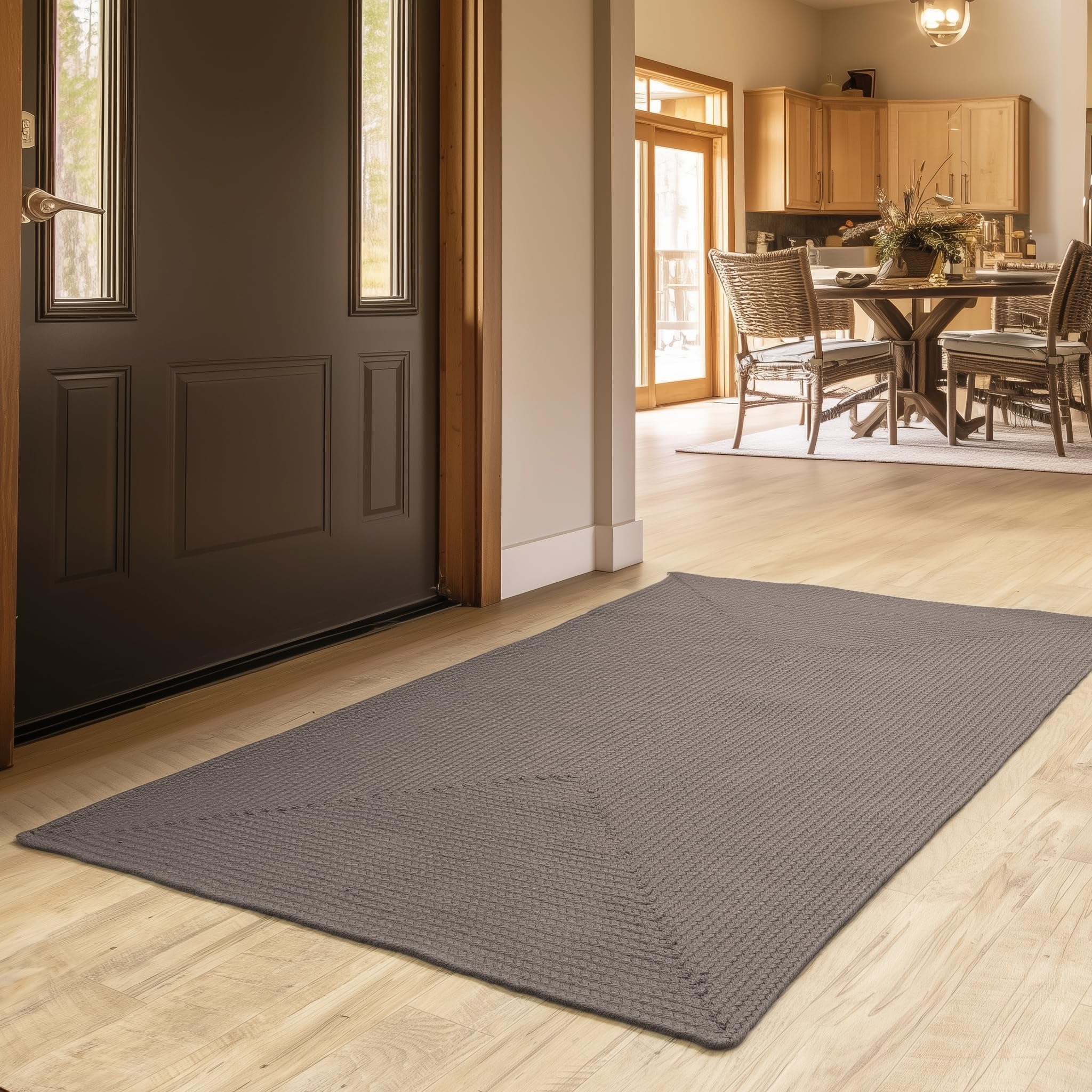 Charcoal Reversible Indoor Outdoor Solid Braided Rug