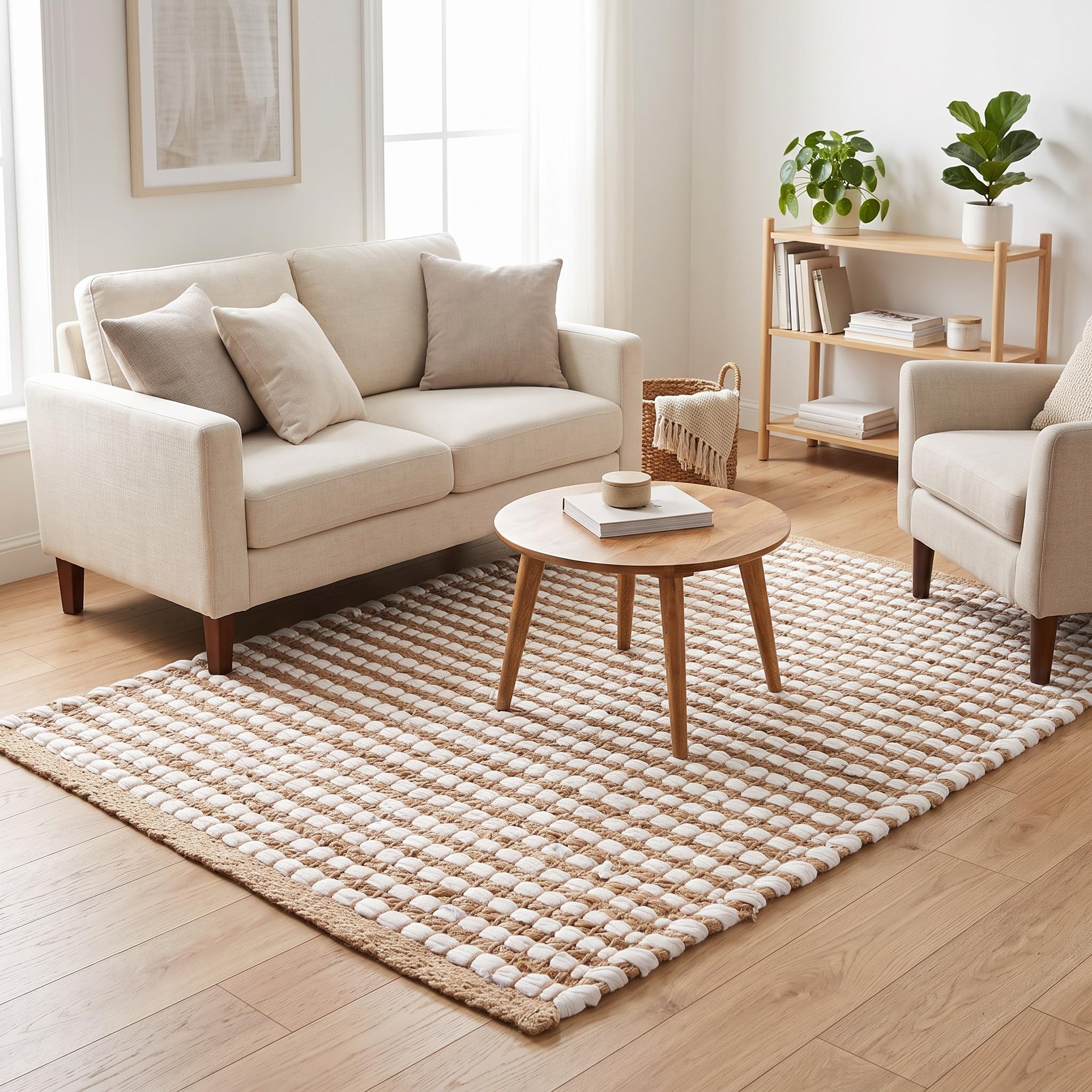 Natural Jute & Chindi Woven Rug - Terra JC02