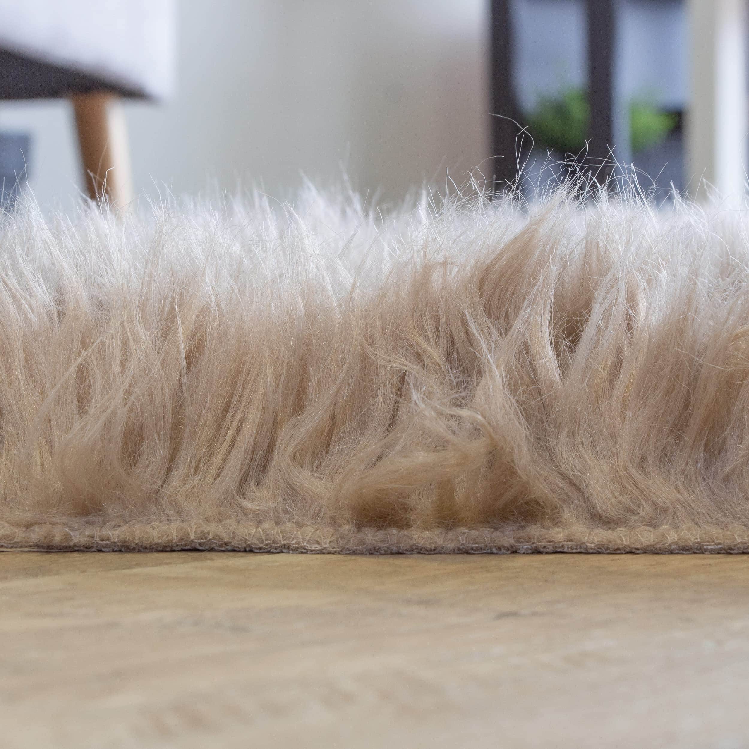Light Brown Serene Faux Fur Solid Fake Sheepskin Rug