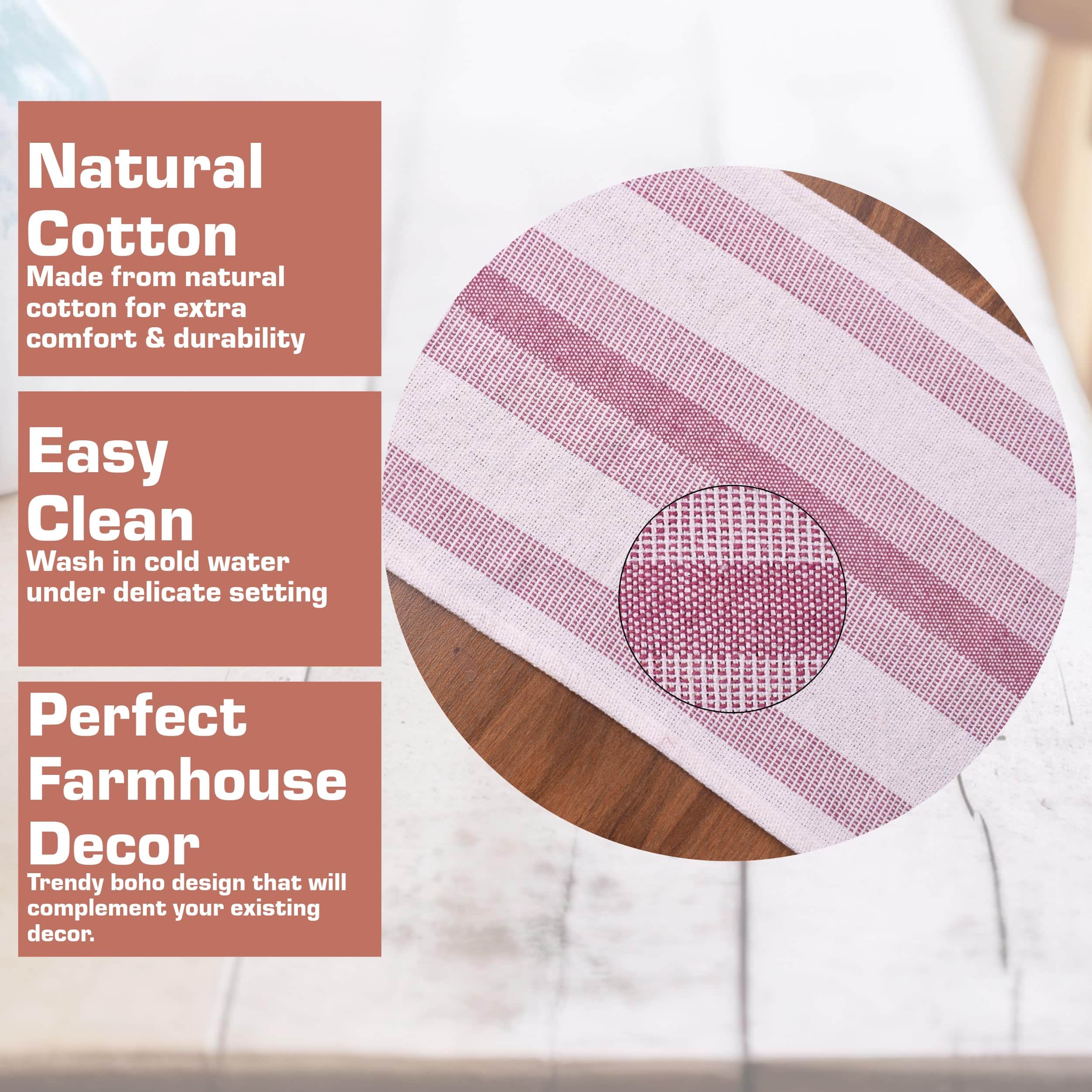 Ivory, Red Table Runner Cotton Farmhouse Inspired