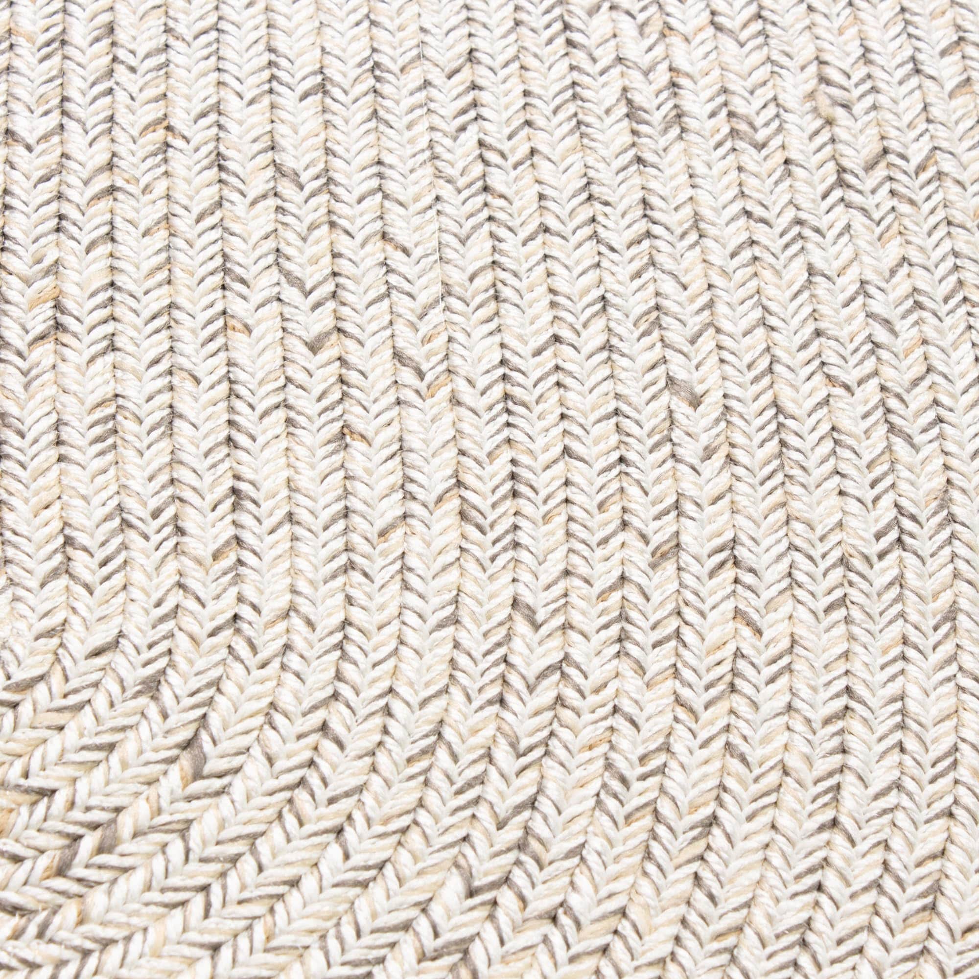 Ivory Braided Rug - Reversible Solid Constrution - Indoor Outdoor & Kitchen Ready