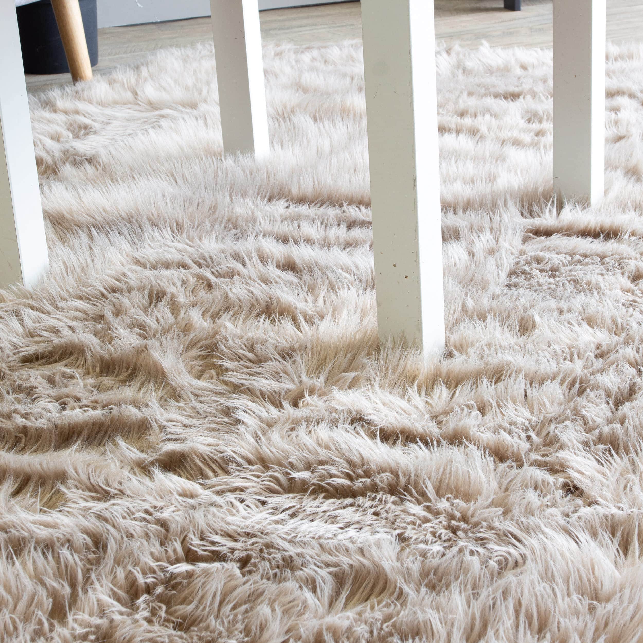 Light Brown Serene Faux Fur Solid Fake Sheepskin Rug