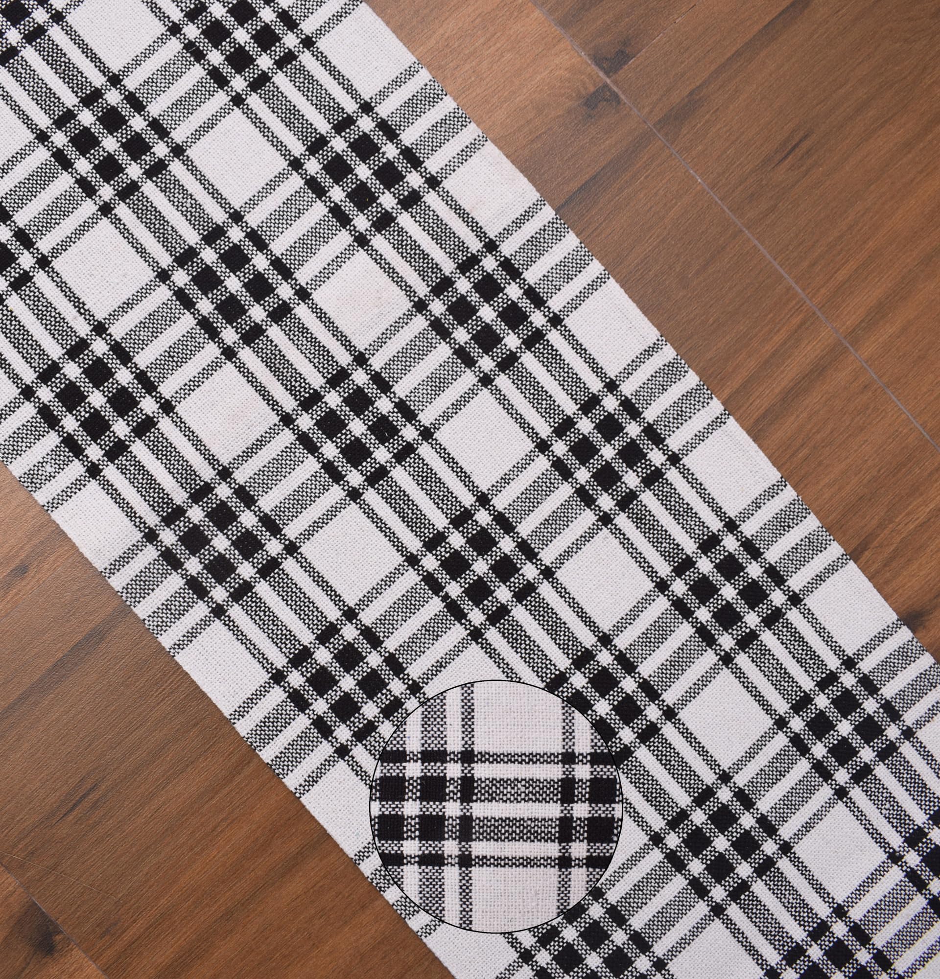 Ivory, Green Table Runner Cotton Farmhouse Inspired