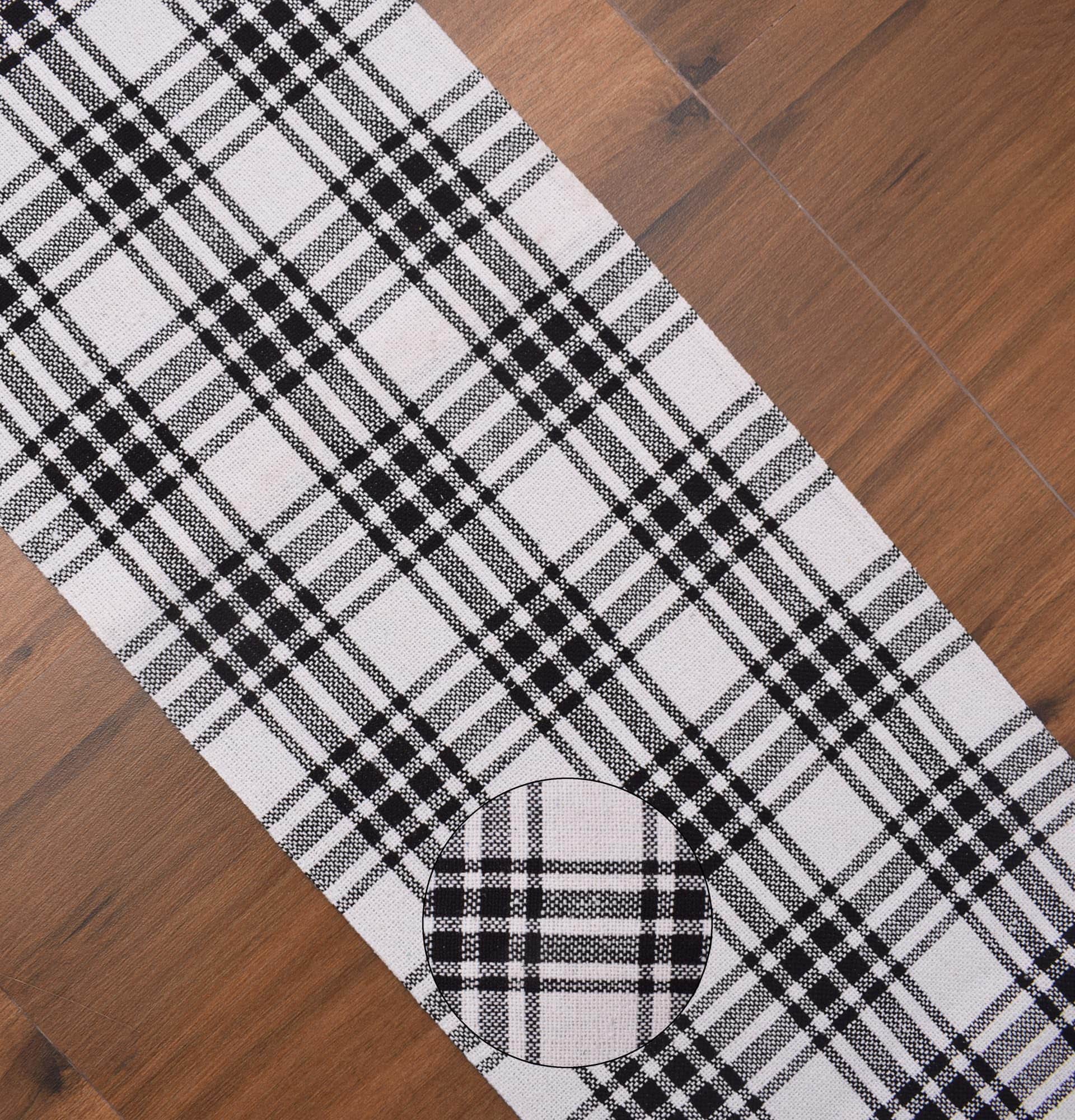 Ivory, Green Table Runner Cotton Farmhouse Inspired