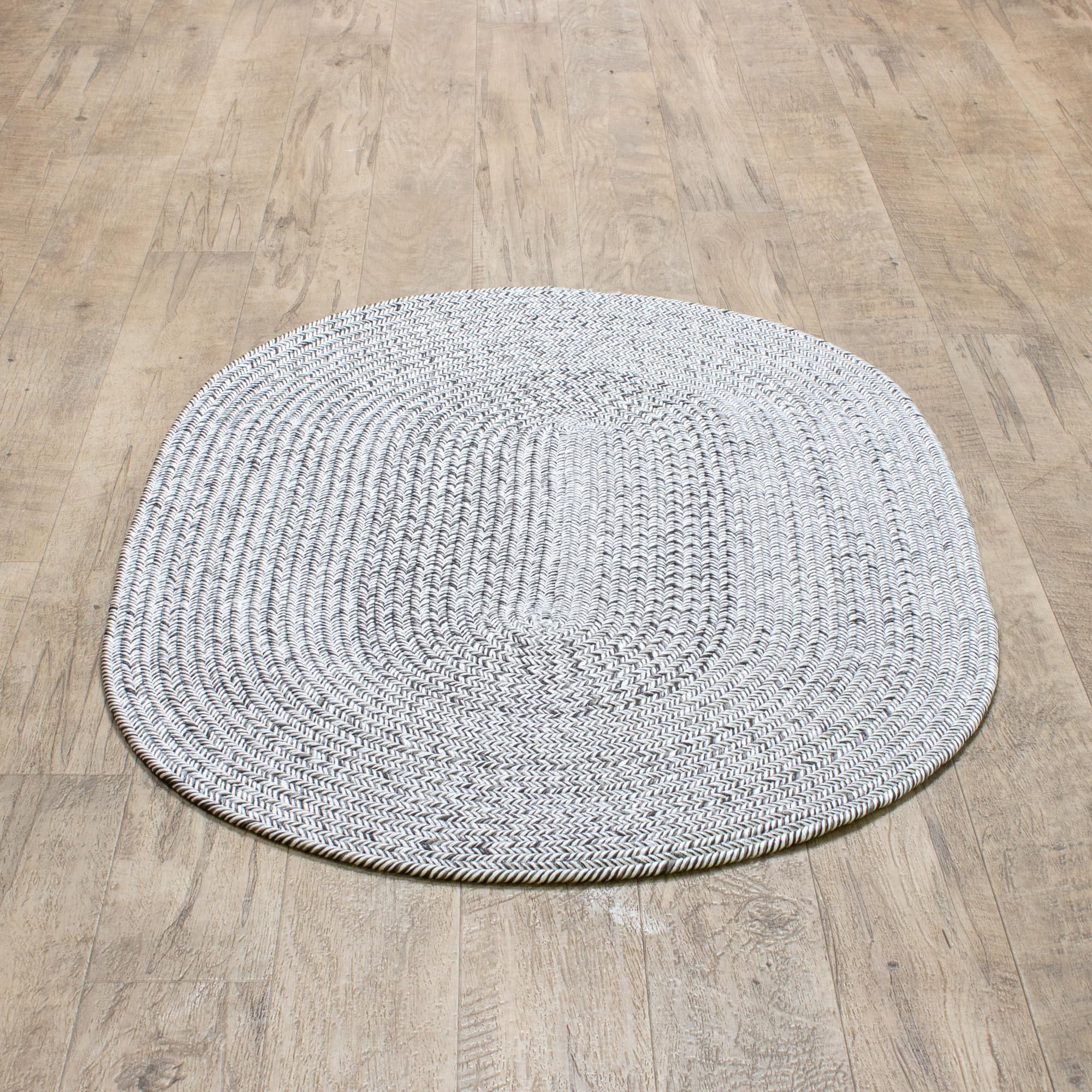 Dark Gray, Light Gray Braided Rug - Reversible Solid Constrution - Indoor Outdoor & Kitchen Ready