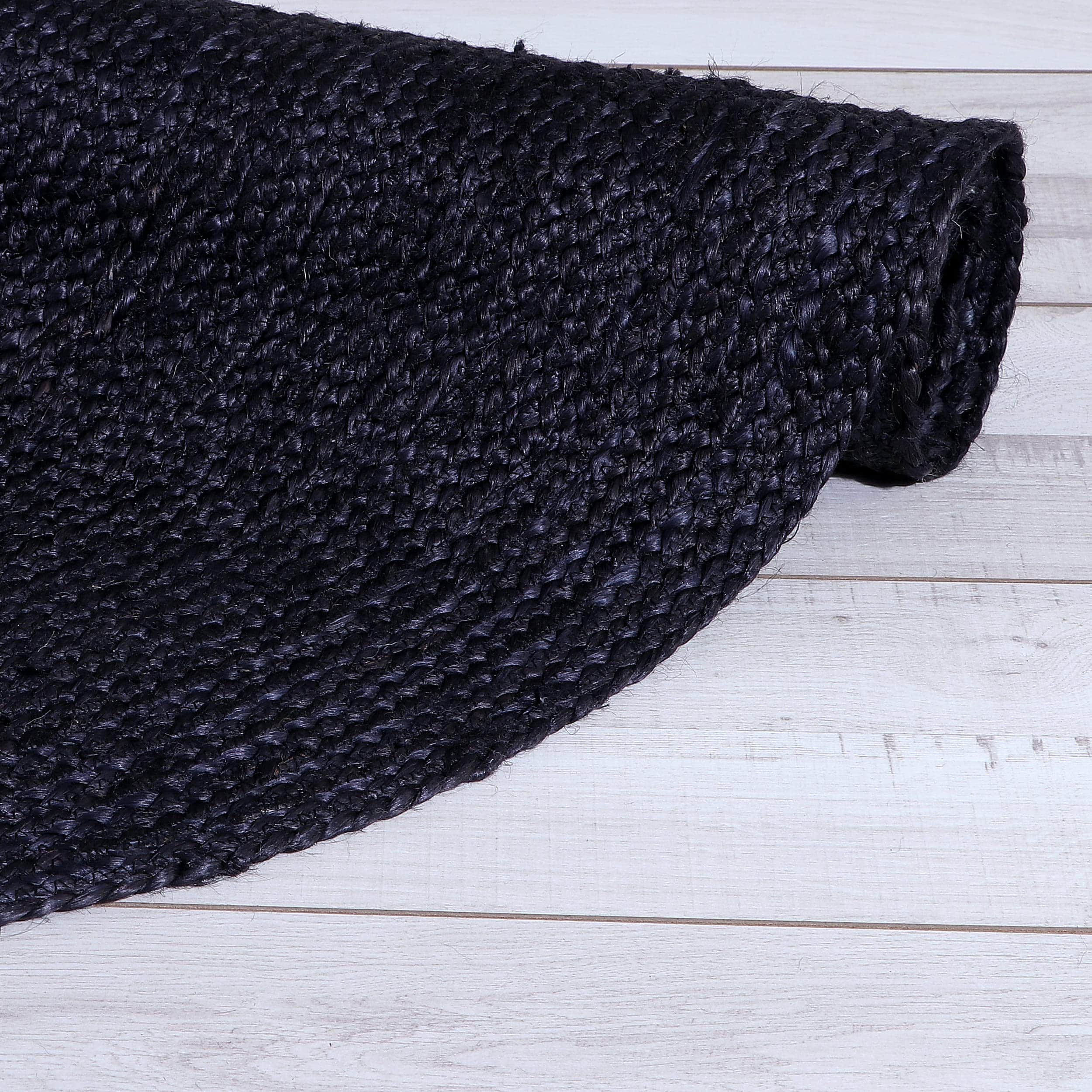 Black Jute Rug - Plant Based - Reversible Braided Eco-Friendly Rug