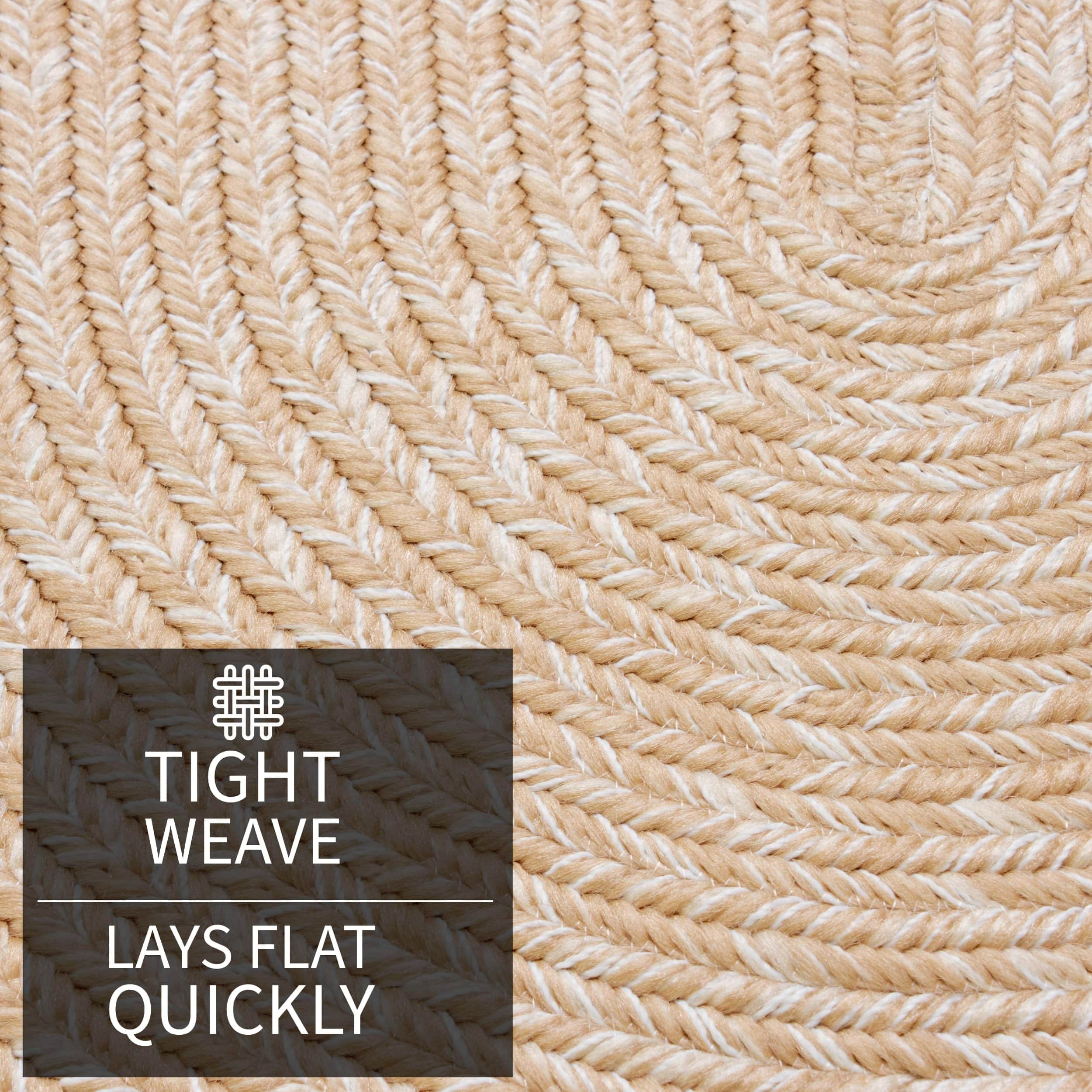 Beige, Brown Braided Rug - Reversible Solid Constrution - Indoor Outdoor & Kitchen Ready