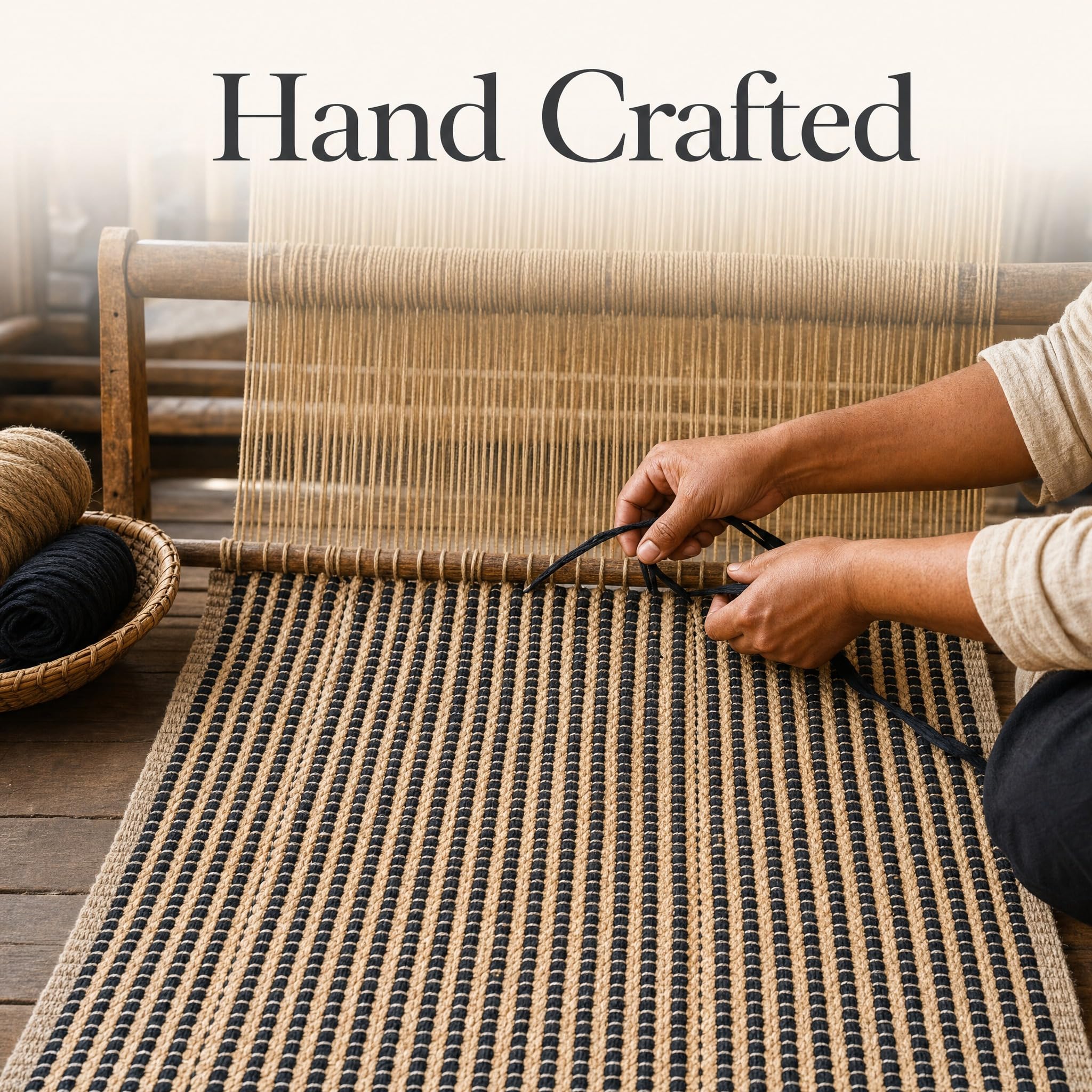 Black Jute & Chindi Woven Rug - Terra JC02