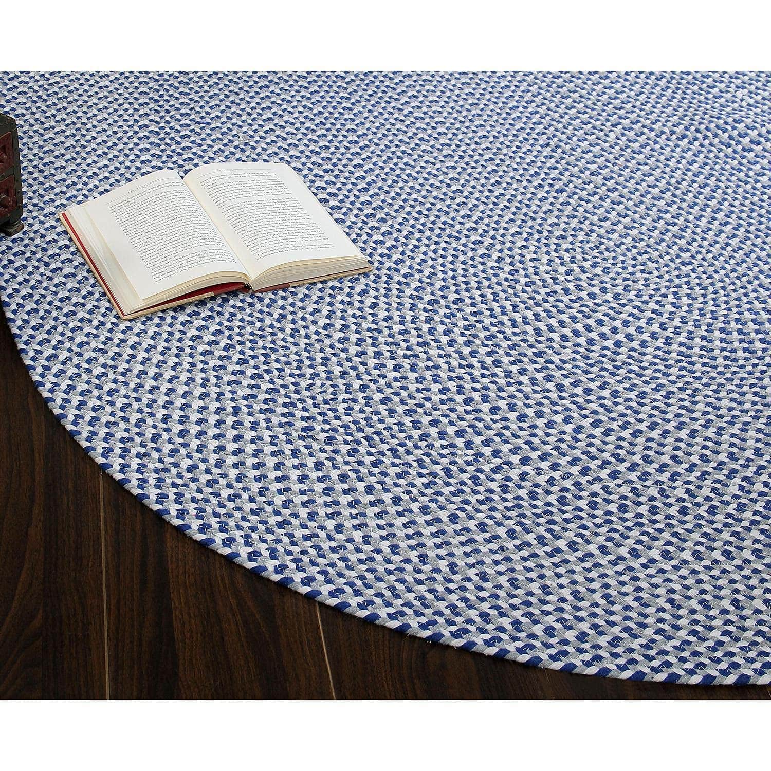 Blue, White, Gray Tri-Color Soft Cotton Braided Rug