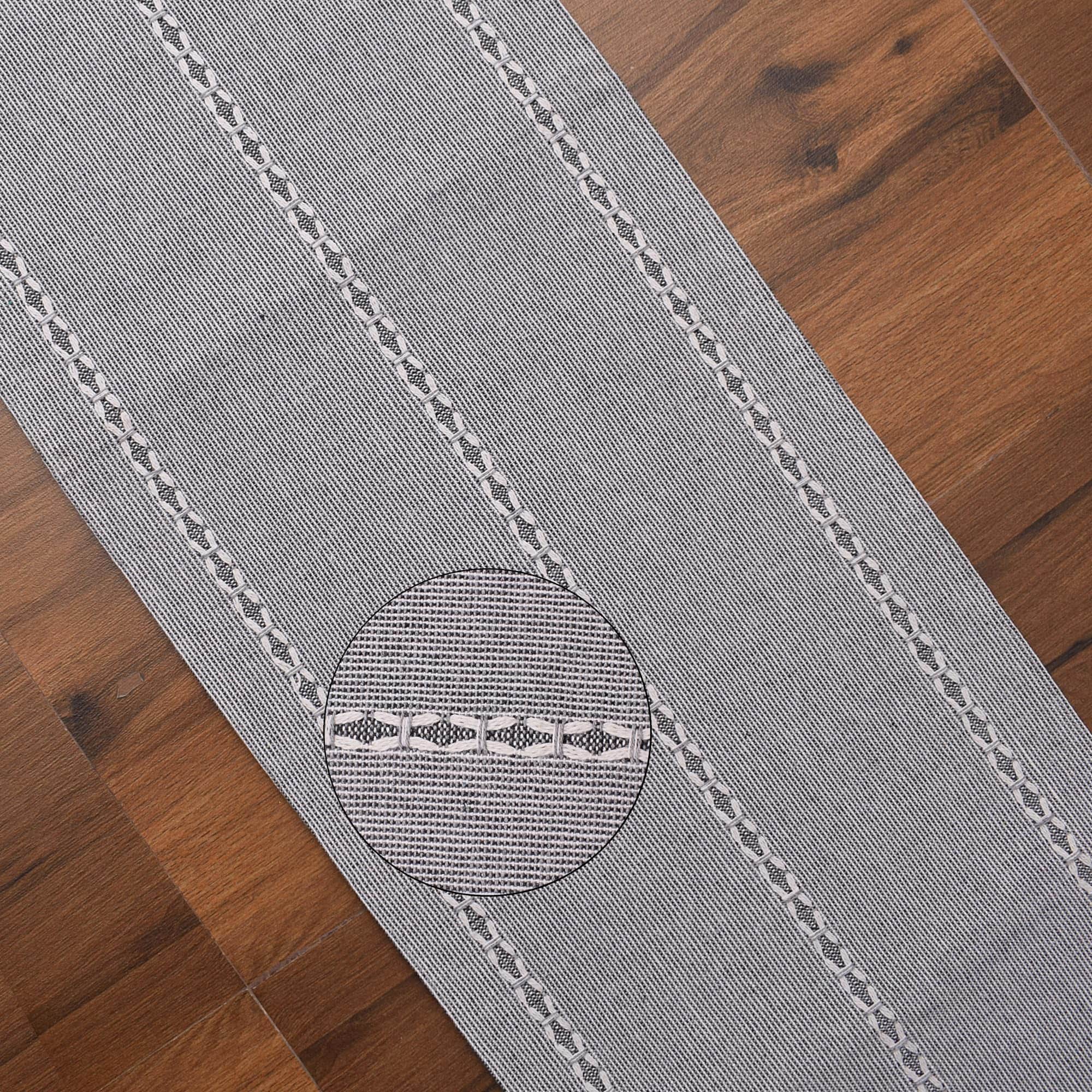 Ivory, Gray Table Runner Cotton Farmhouse Inspired
