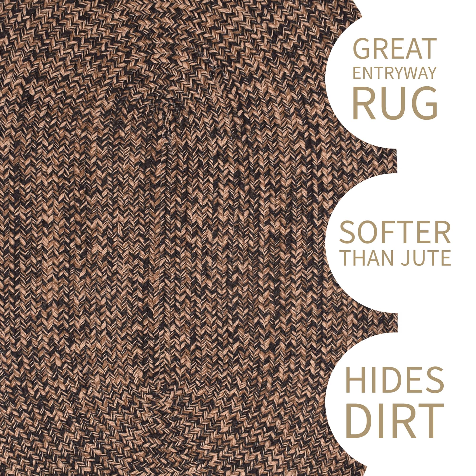 Black, Gold Indoour Outdoor Braided Kitchen Rug