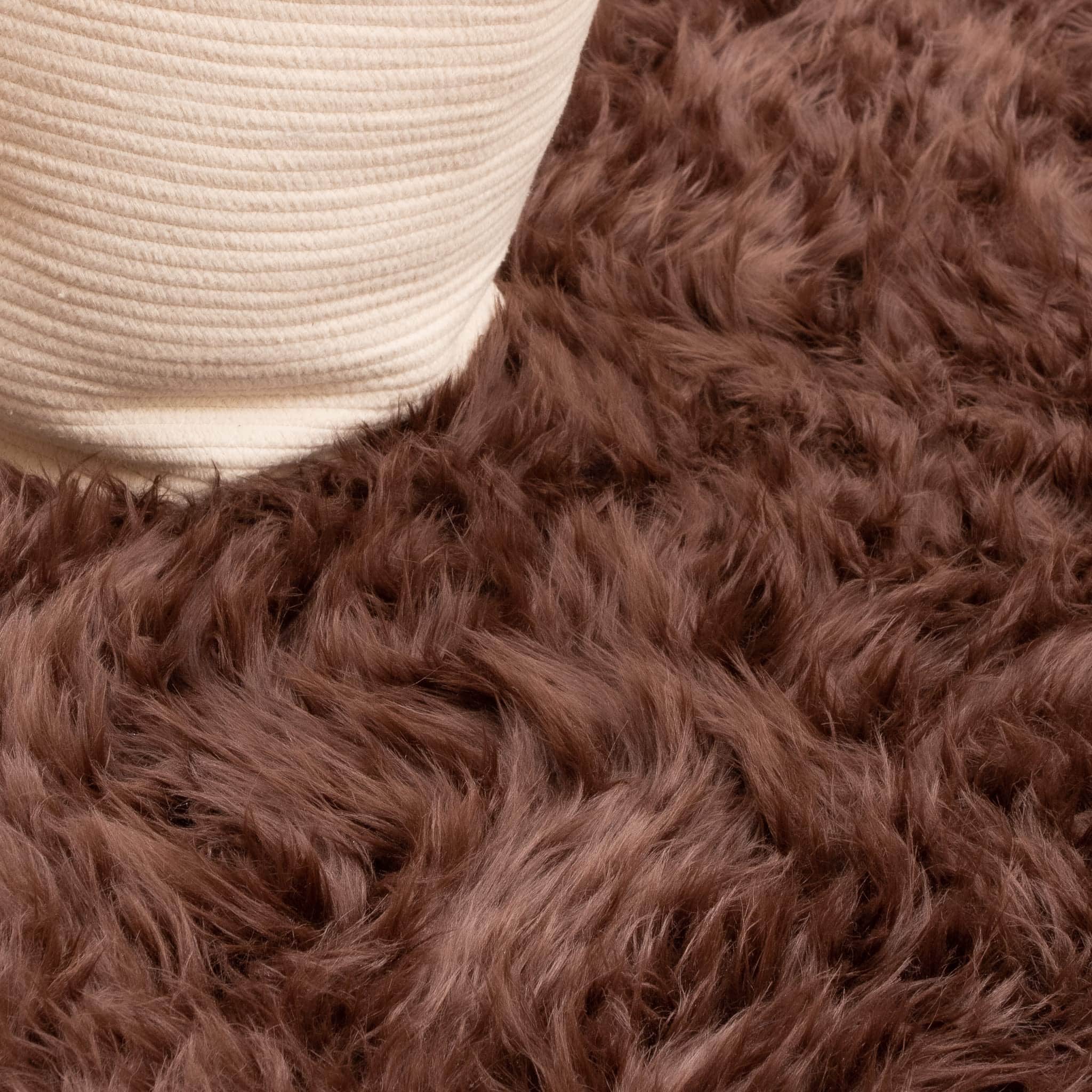 Dark Brown Serene Faux Fur Solid Fake Sheepskin Rug