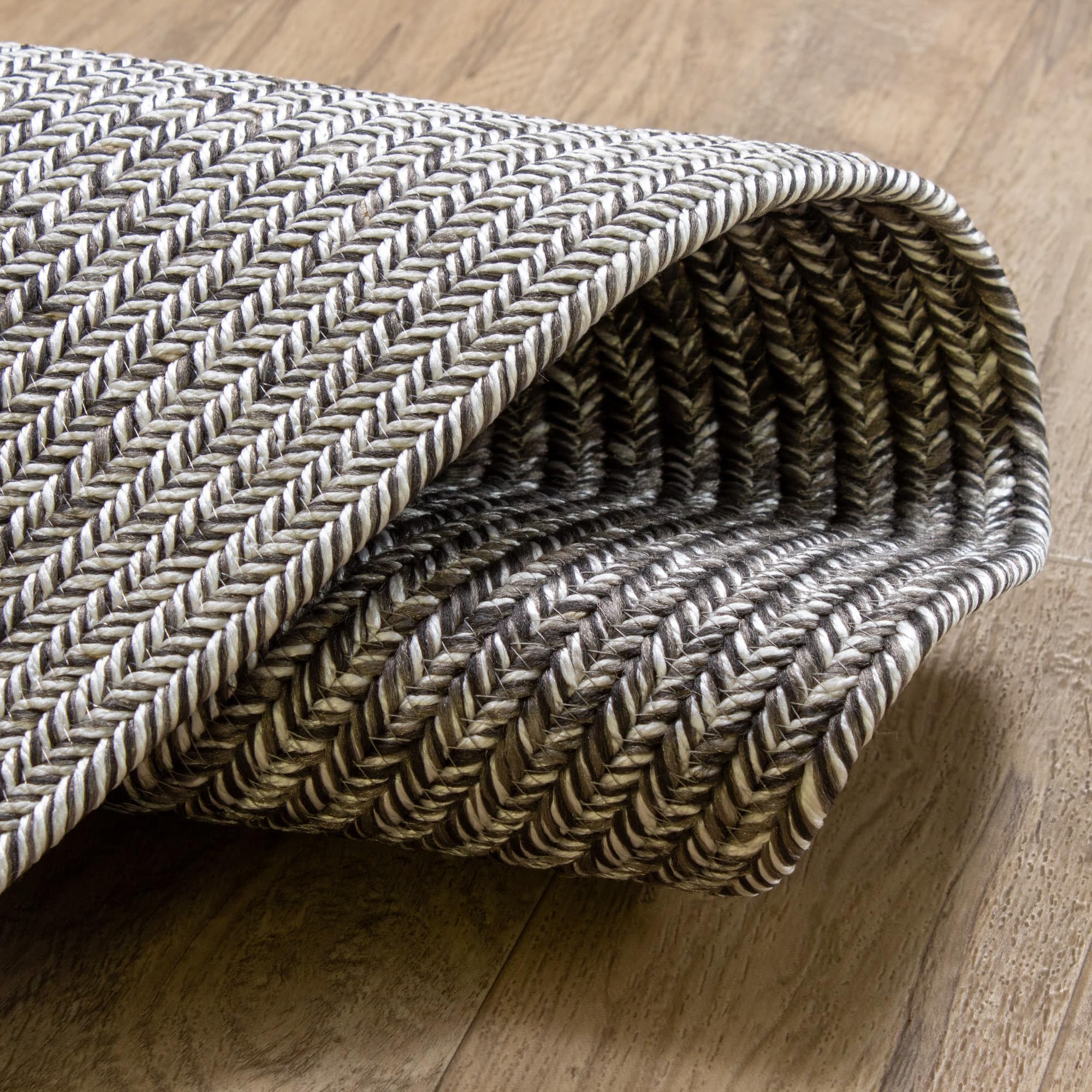 Dark Gray, Light Gray Braided Rug - Reversible Solid Constrution - Indoor Outdoor & Kitchen Ready